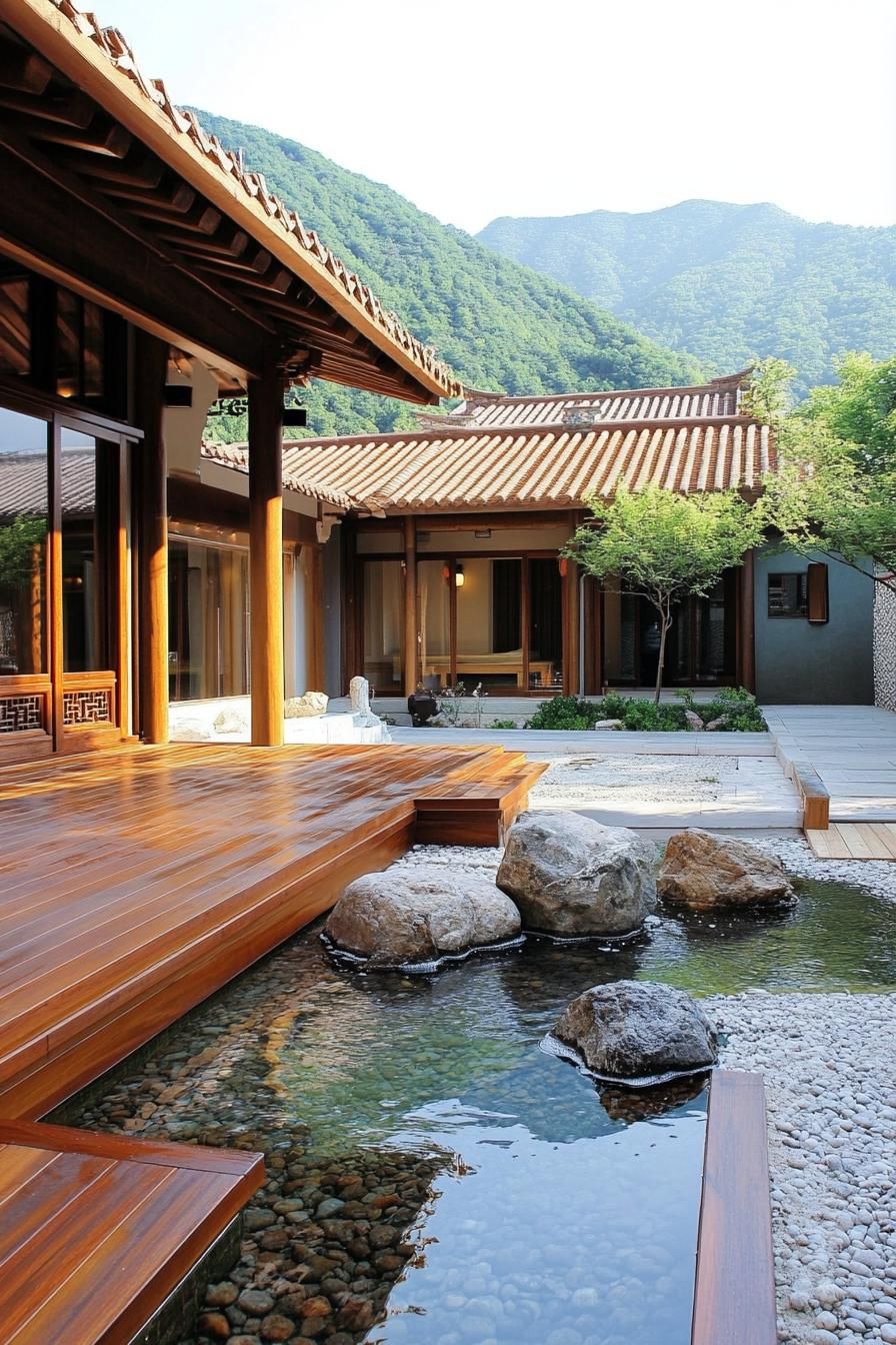 Courtyard With Streaming Water Features