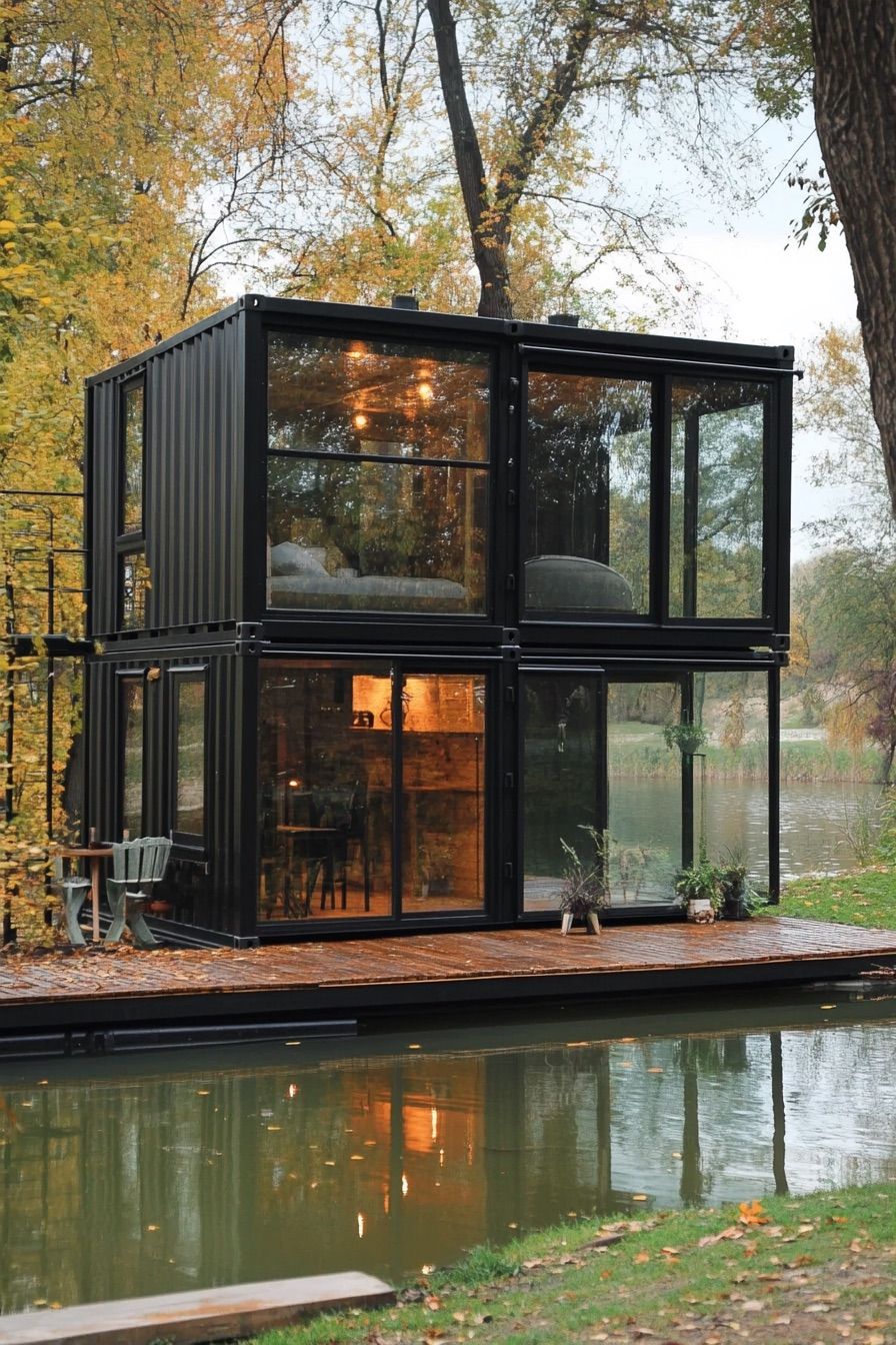 Glass-Wall Lakeside Cabin