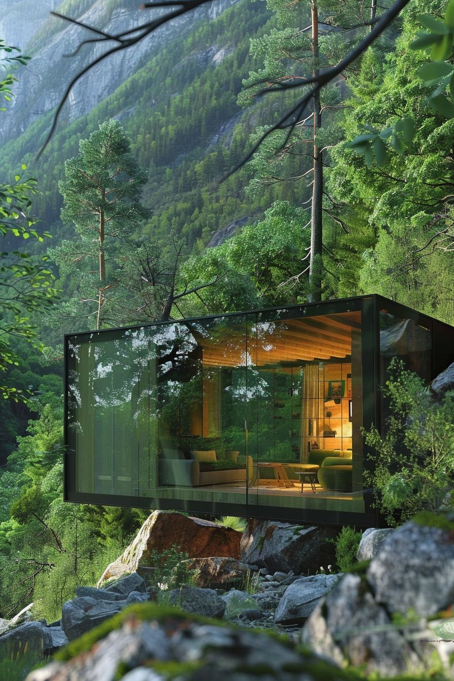 glass cube on rocks