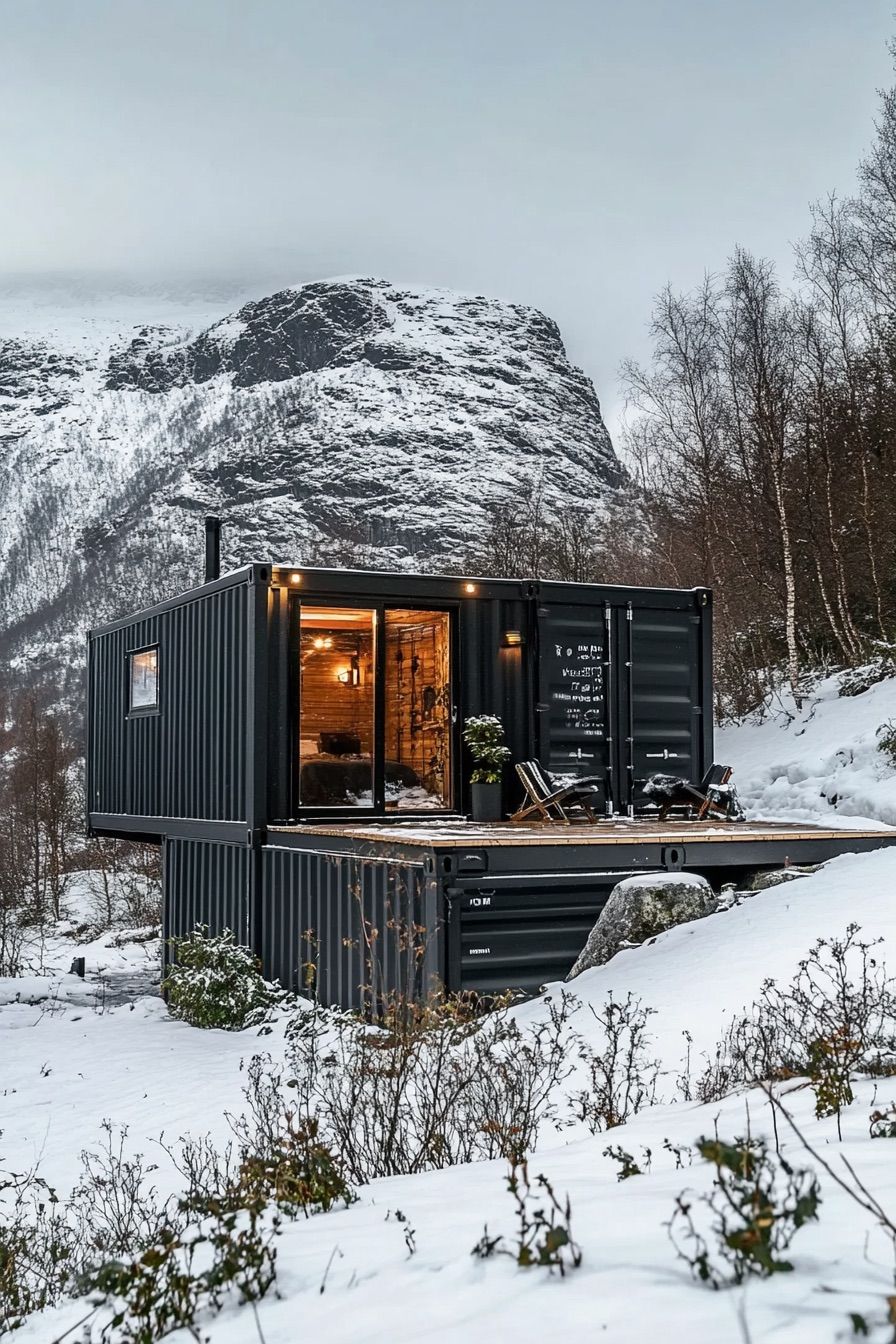 shipping container cabin minimalist scandinavian 3