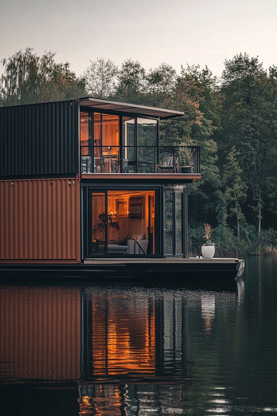 shipping container house houseboat 3
