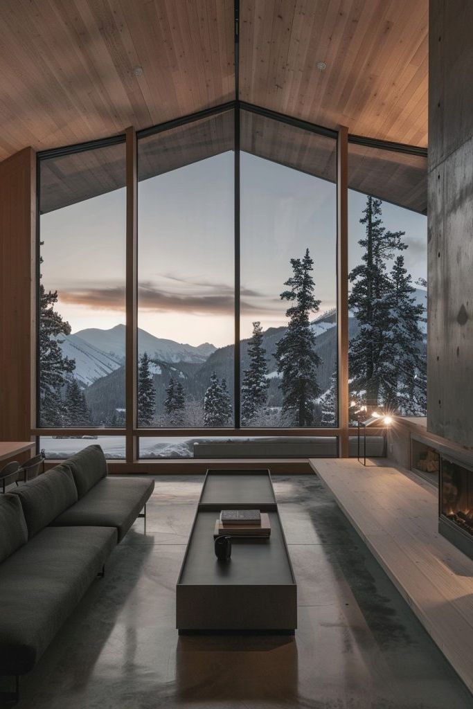 minimalist house panoramic mountain views