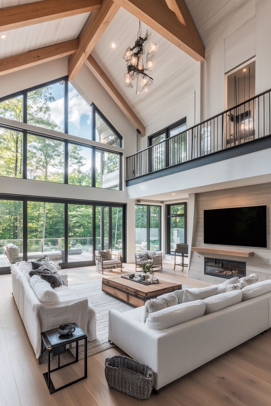 high ceiling indoor balcony