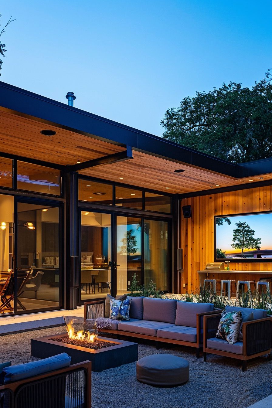 courtyard house outdoor wall tv