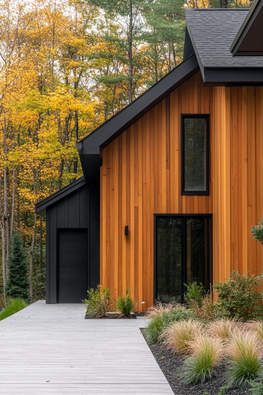 Vertical Cedar Shiplap With Black Trim