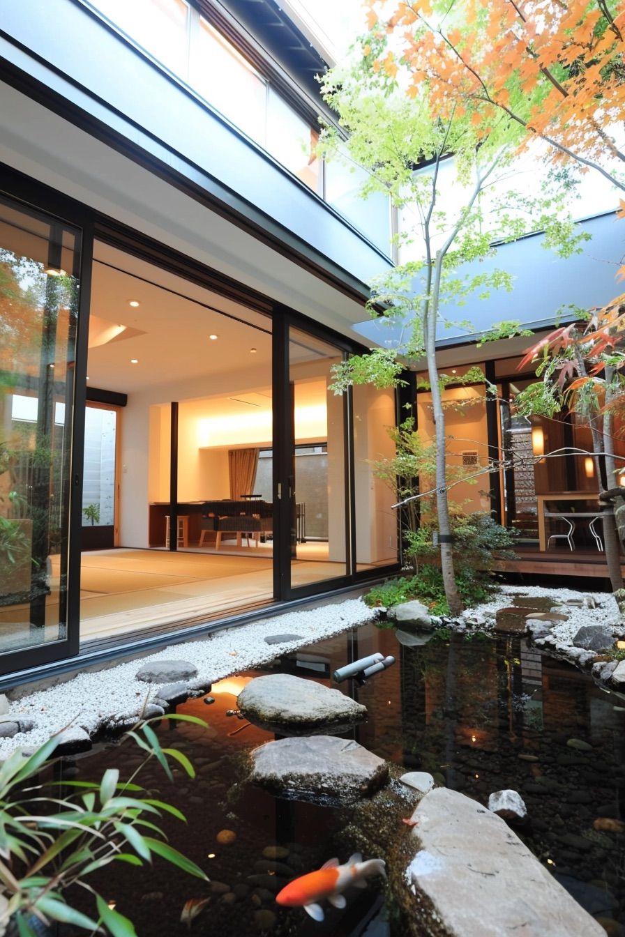courtyard house koi pond