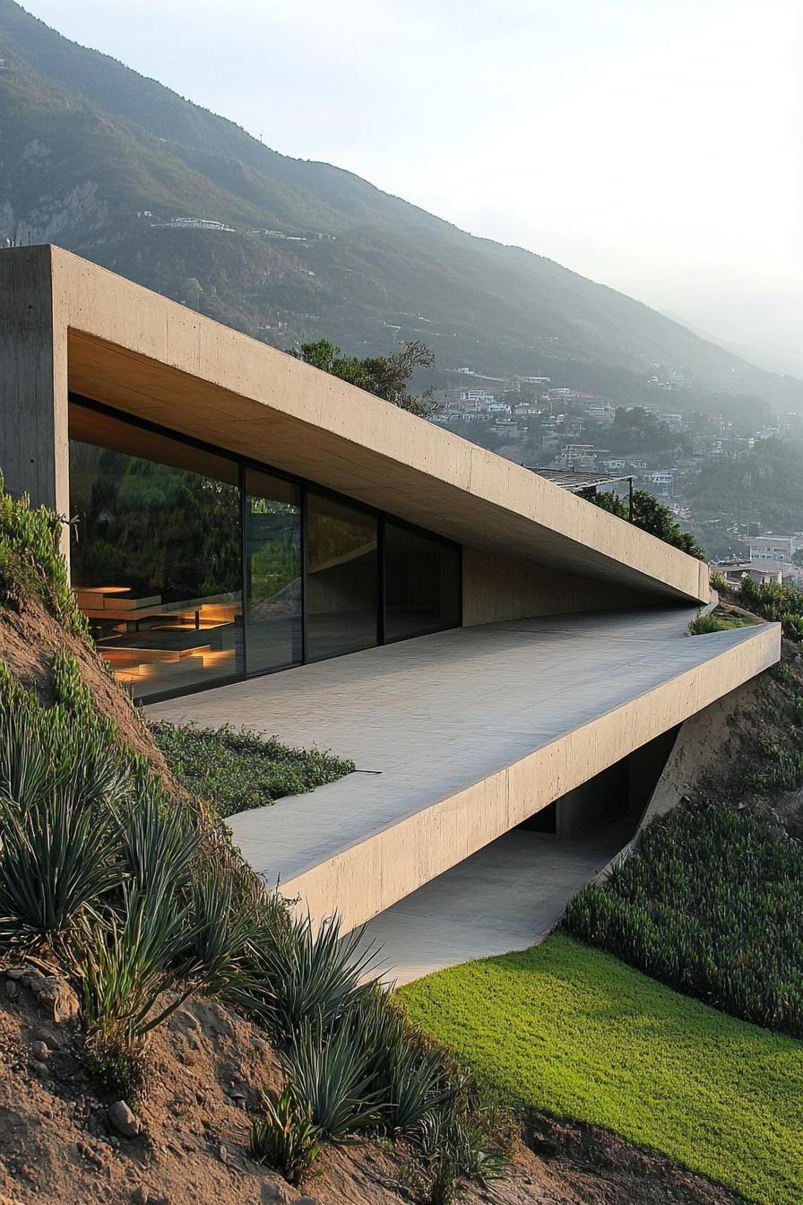 modern house in a slope underground with stunning mountain view 3