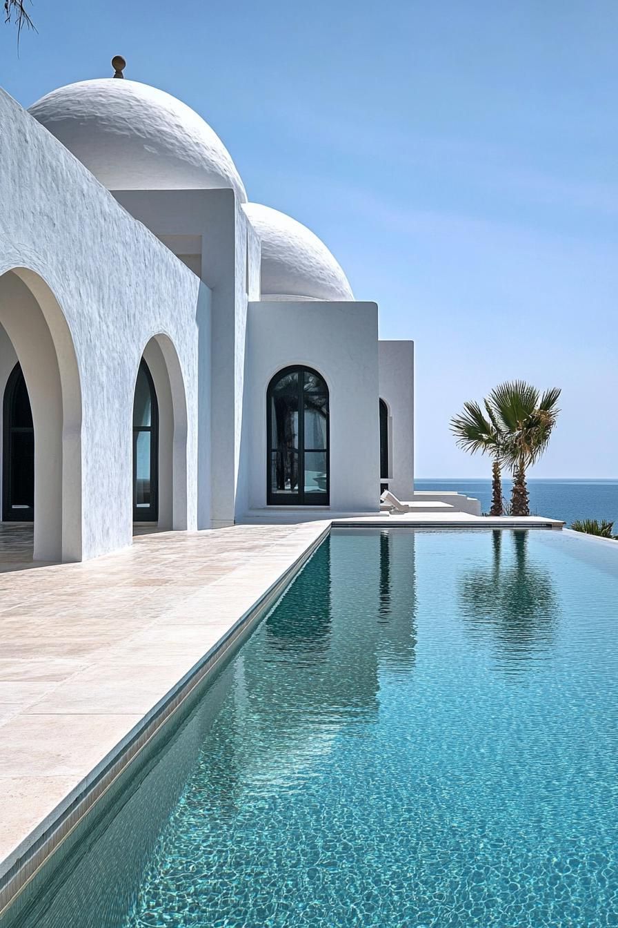 big modern Tunisian beach house with traditional domes
