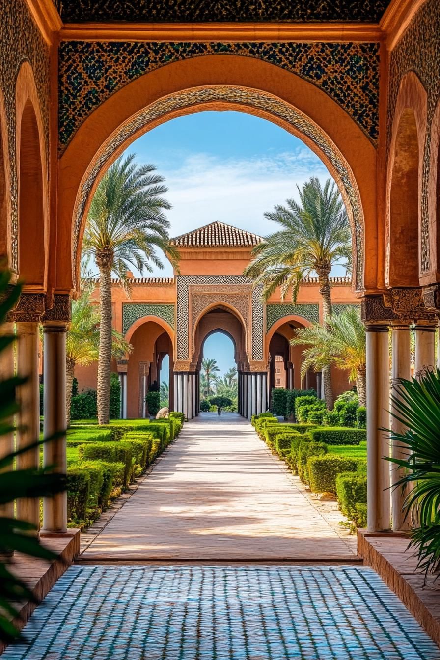Moroccan-inspired Palace With Intricate Mosaics and Arches