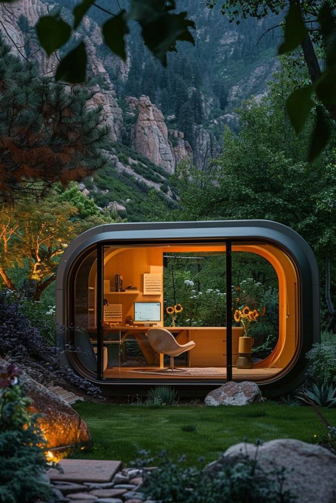 office pod in the mountains