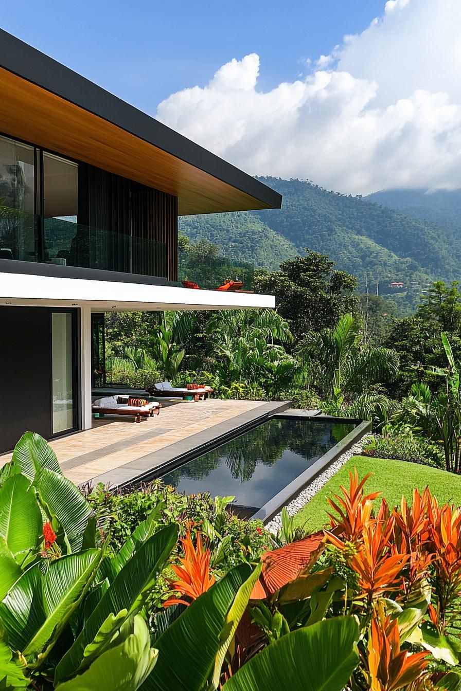 modern house on a slope with terrace gardens and tropical mountain views 3
