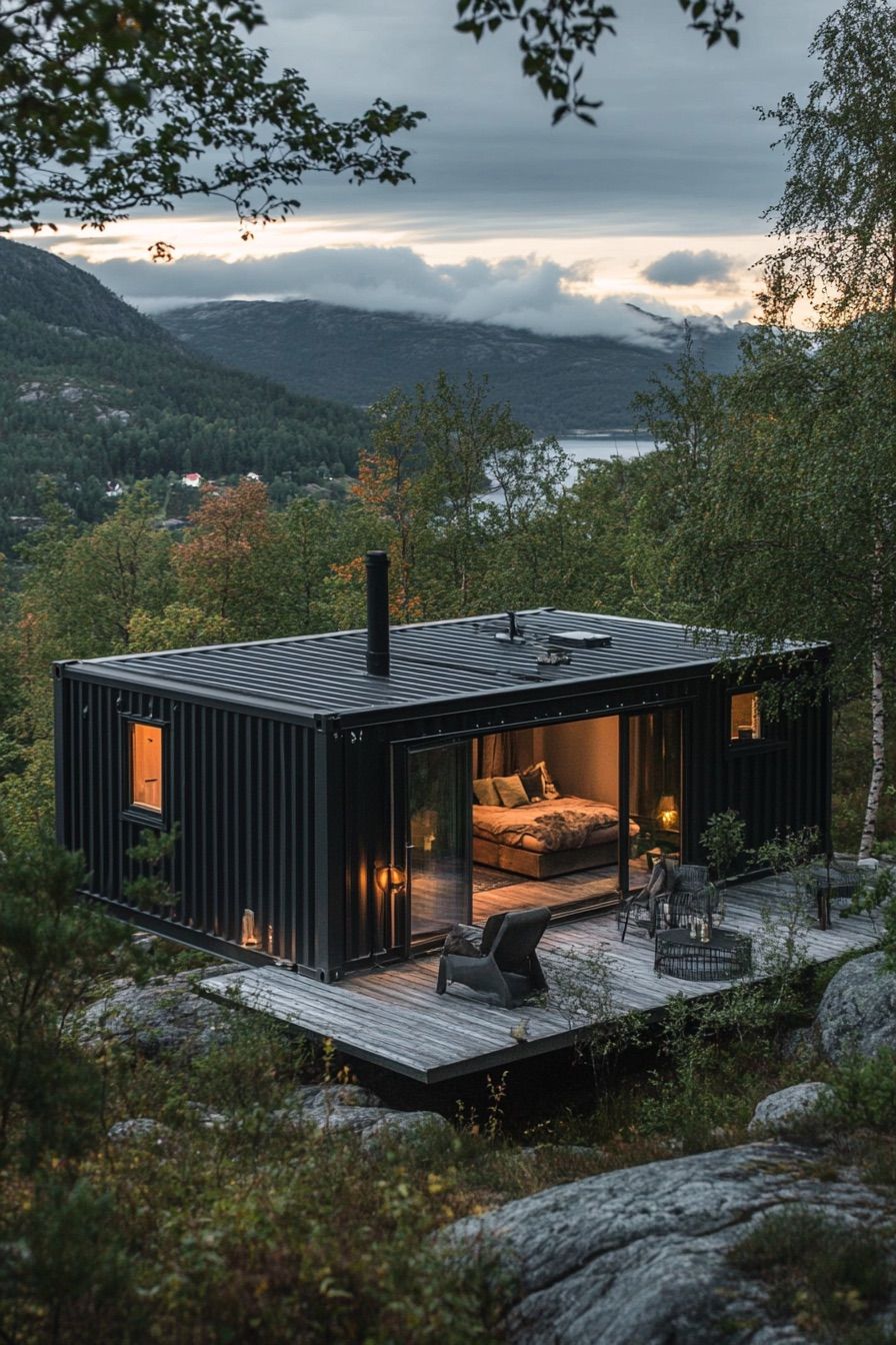 shipping container cabin minimalist scandinavian 4