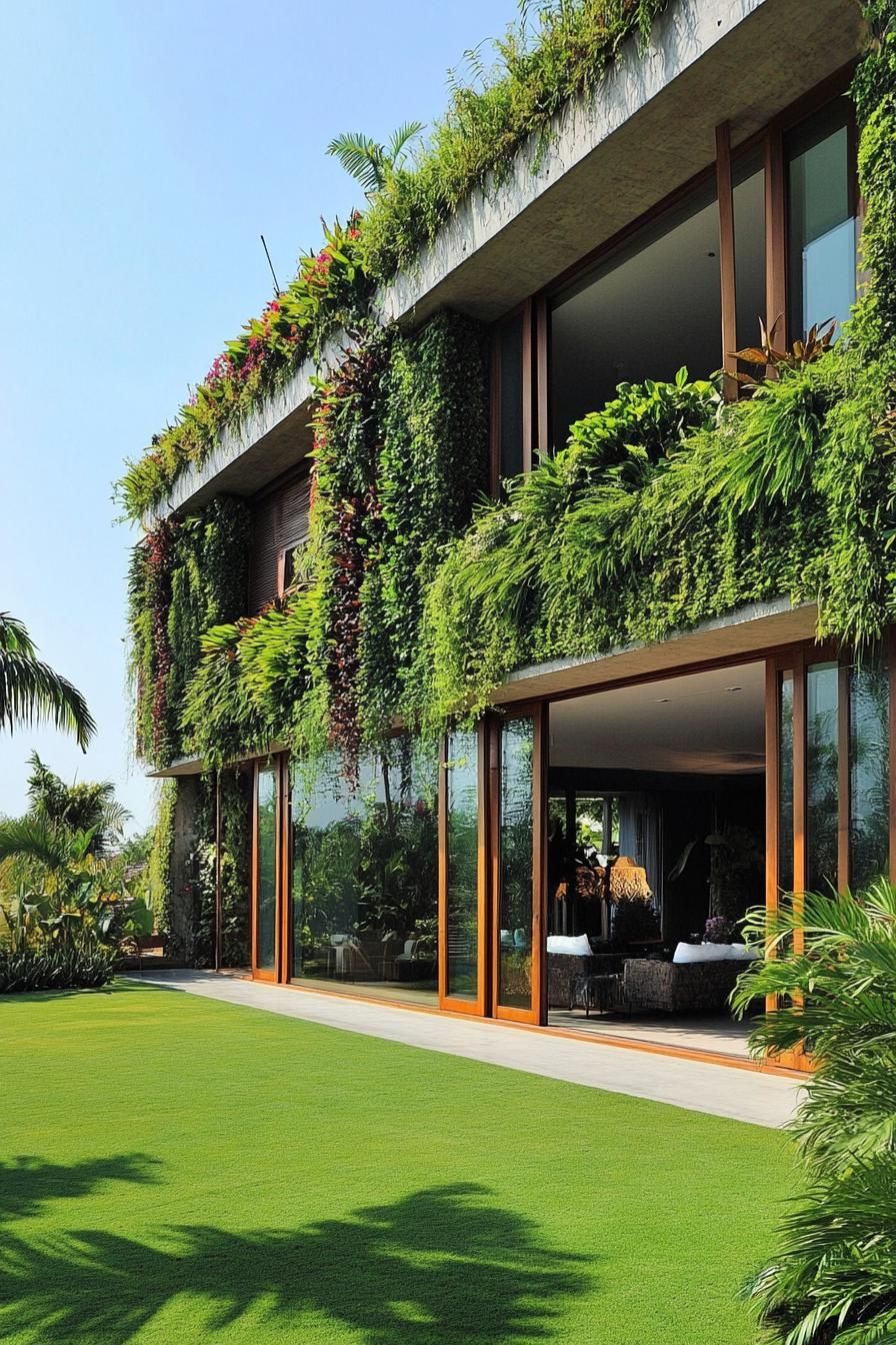 modern villa with vertical garden facade stunning tropical landscape