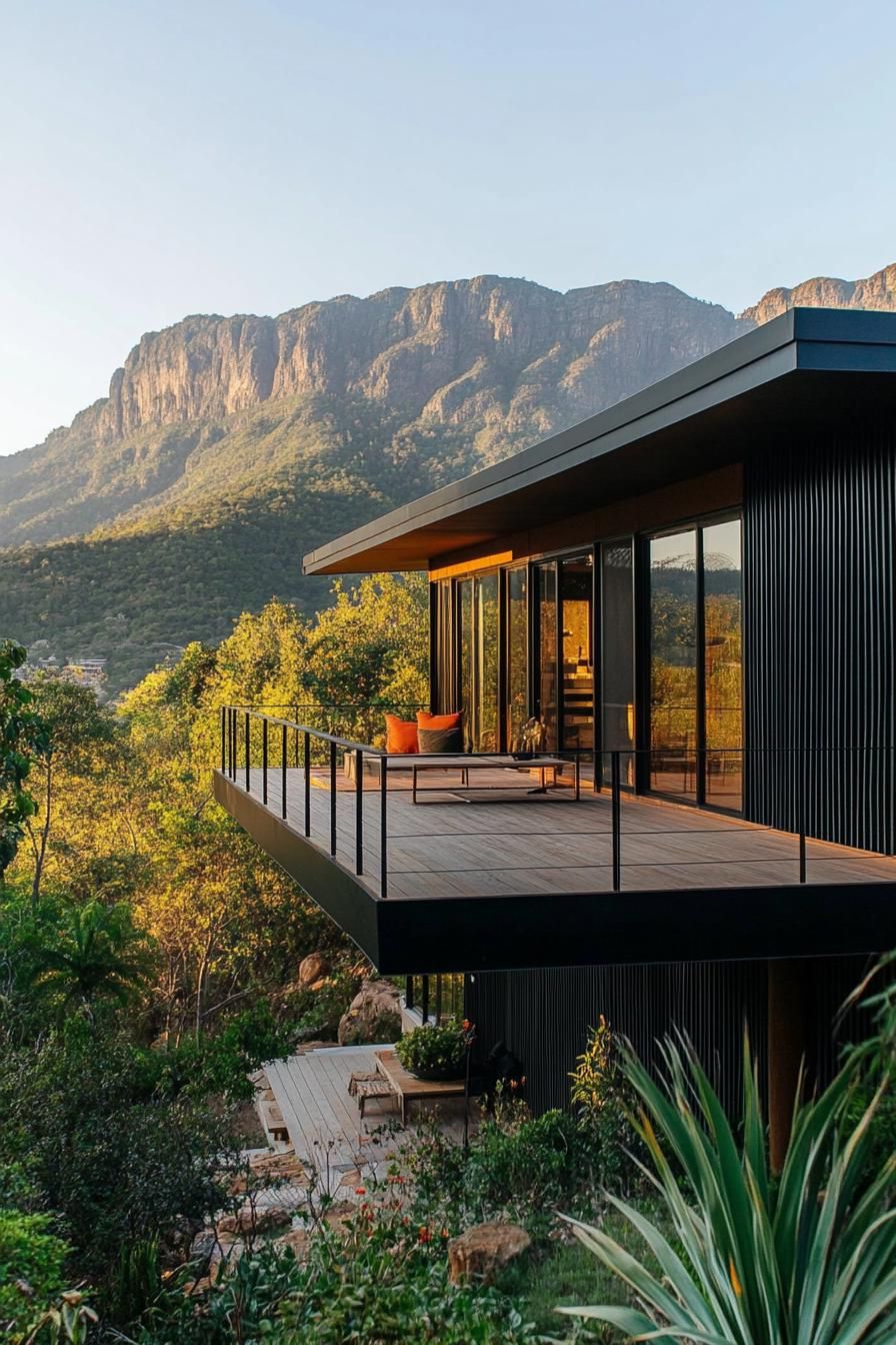 modern mountain house with black cladding with stunning tropical mountain views 2