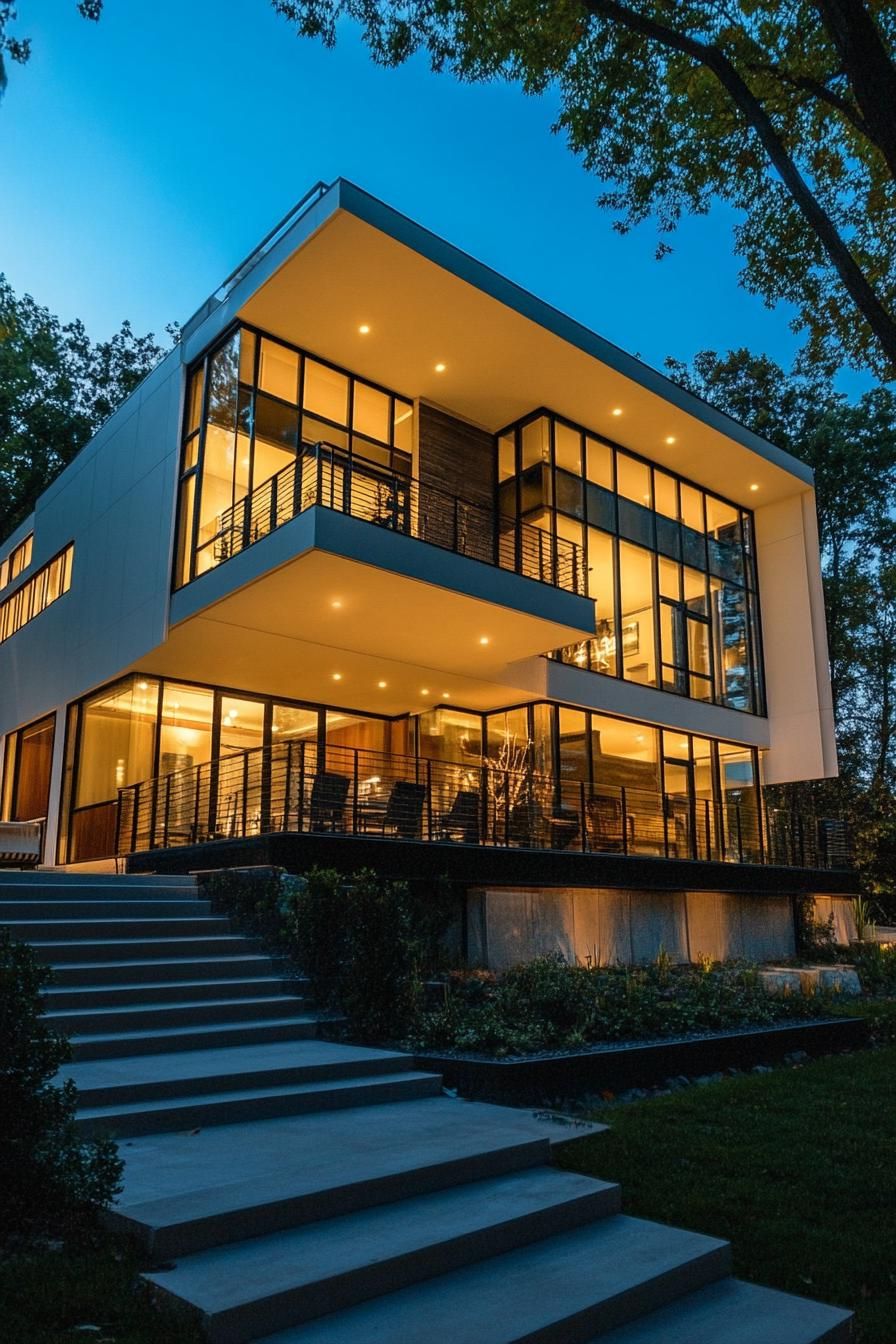 modern suburban mansion with multi level terraces 2
