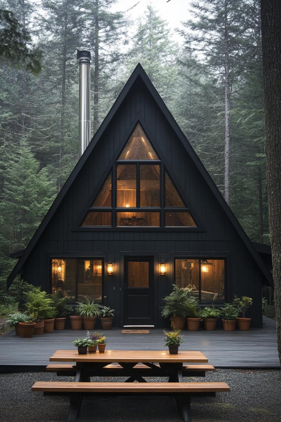 Black Wood Cladding With Large Panoramic Windows