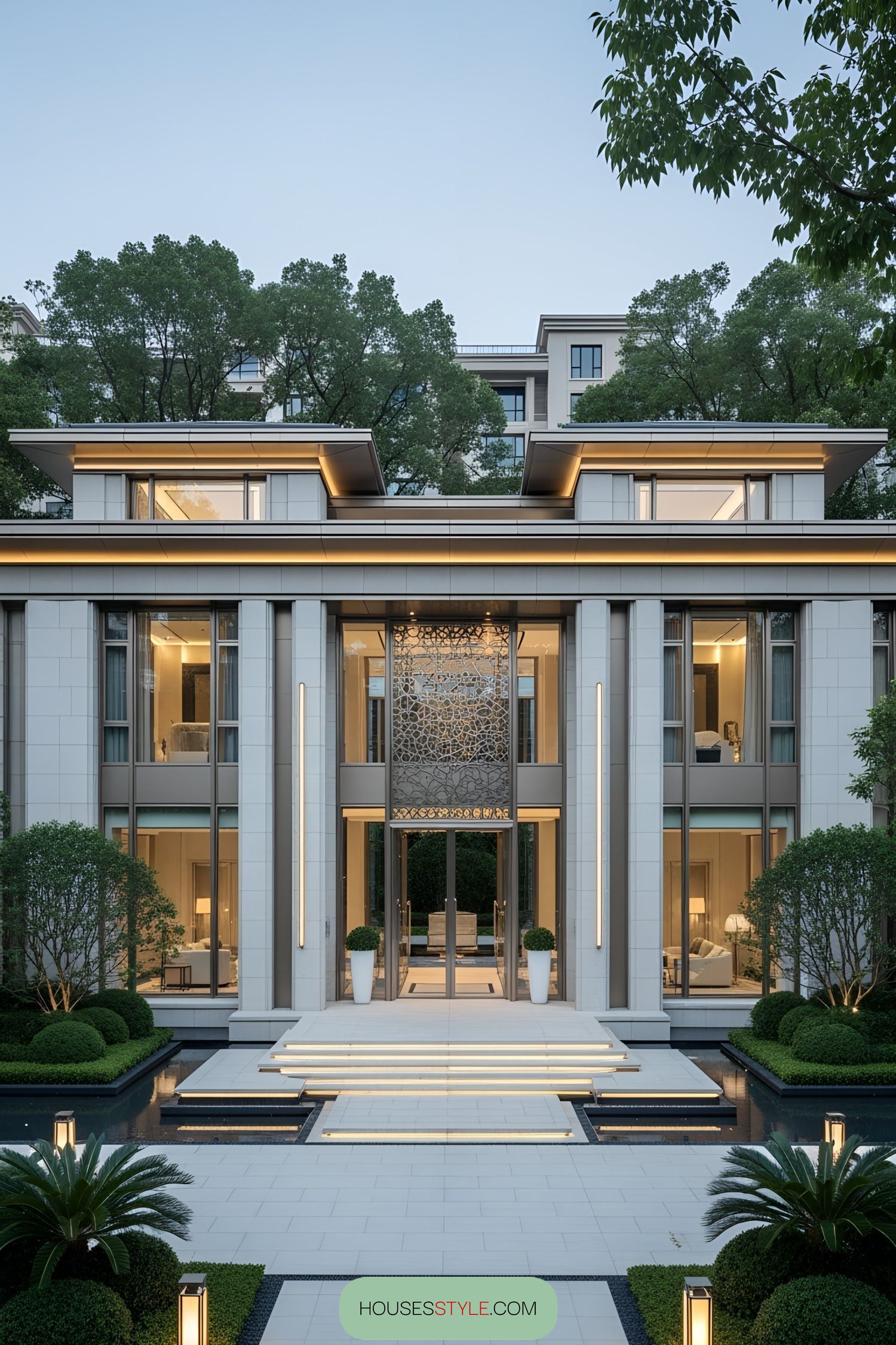 Luxury Villa with Symmetrical Design and Large Windows