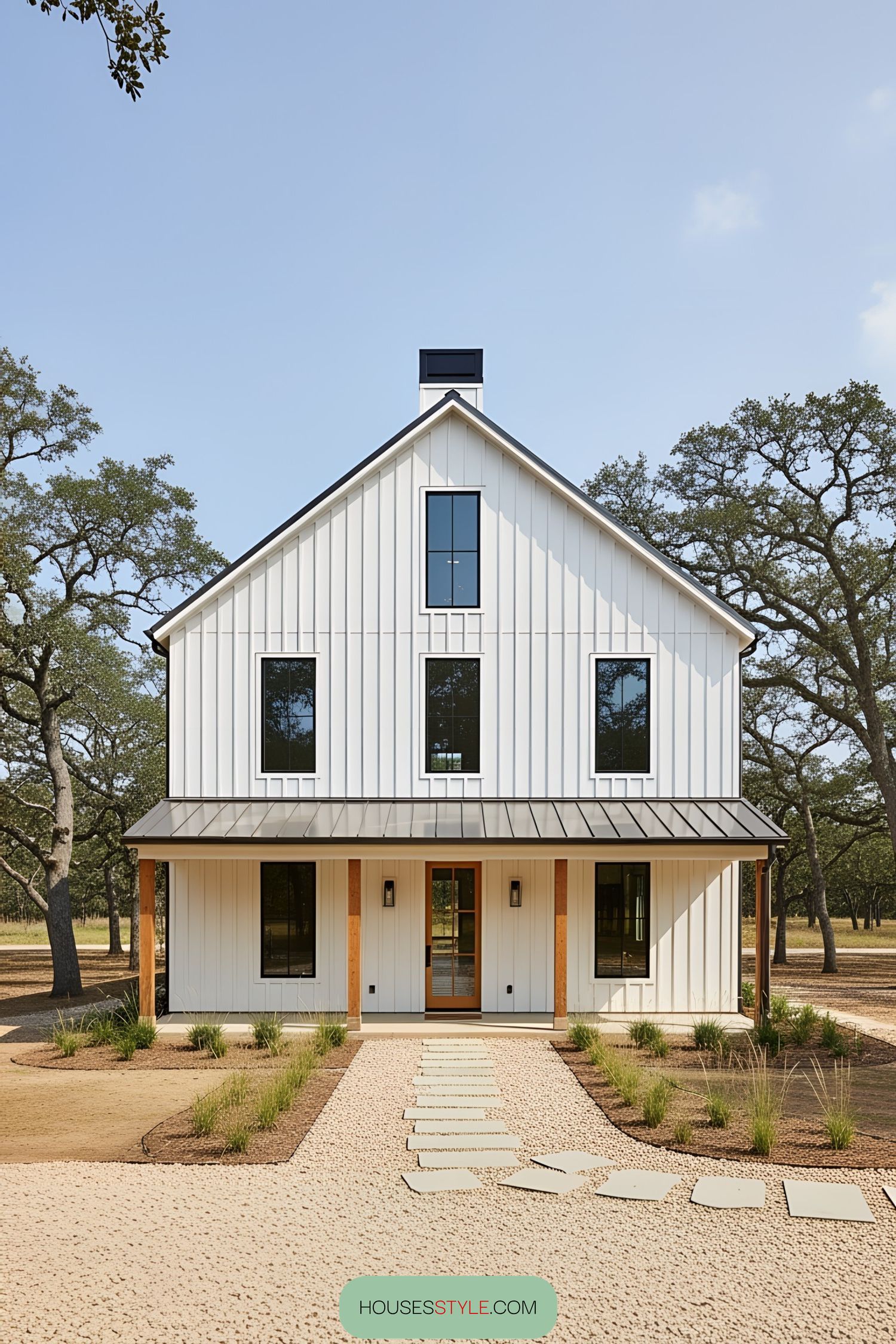 Chic white barn house with modern design elements