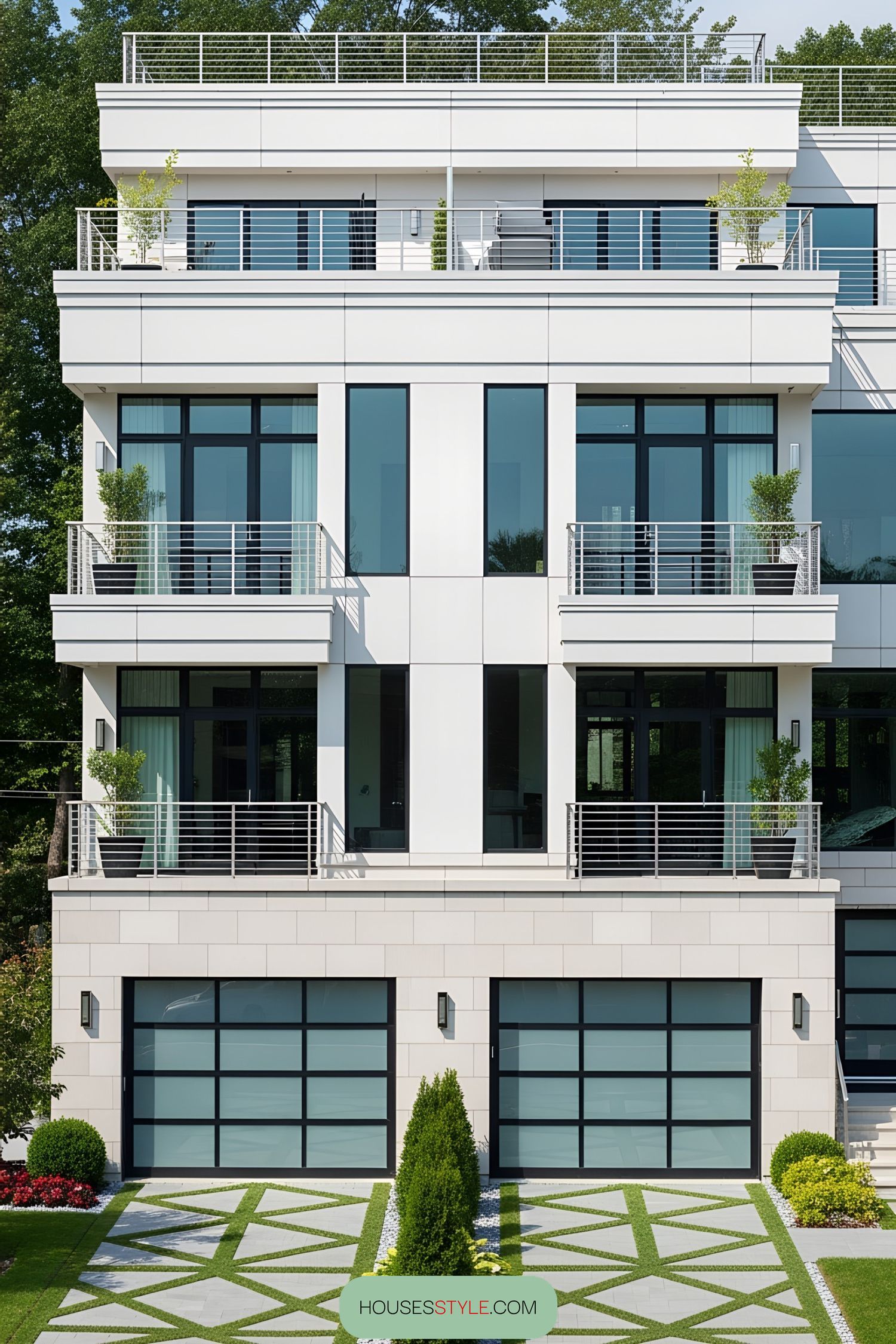 Modern duplex with symmetrical design and sleek lines