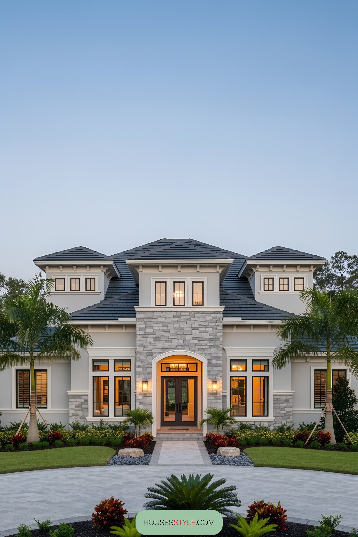 Sophisticated one-story home with a manicured garden