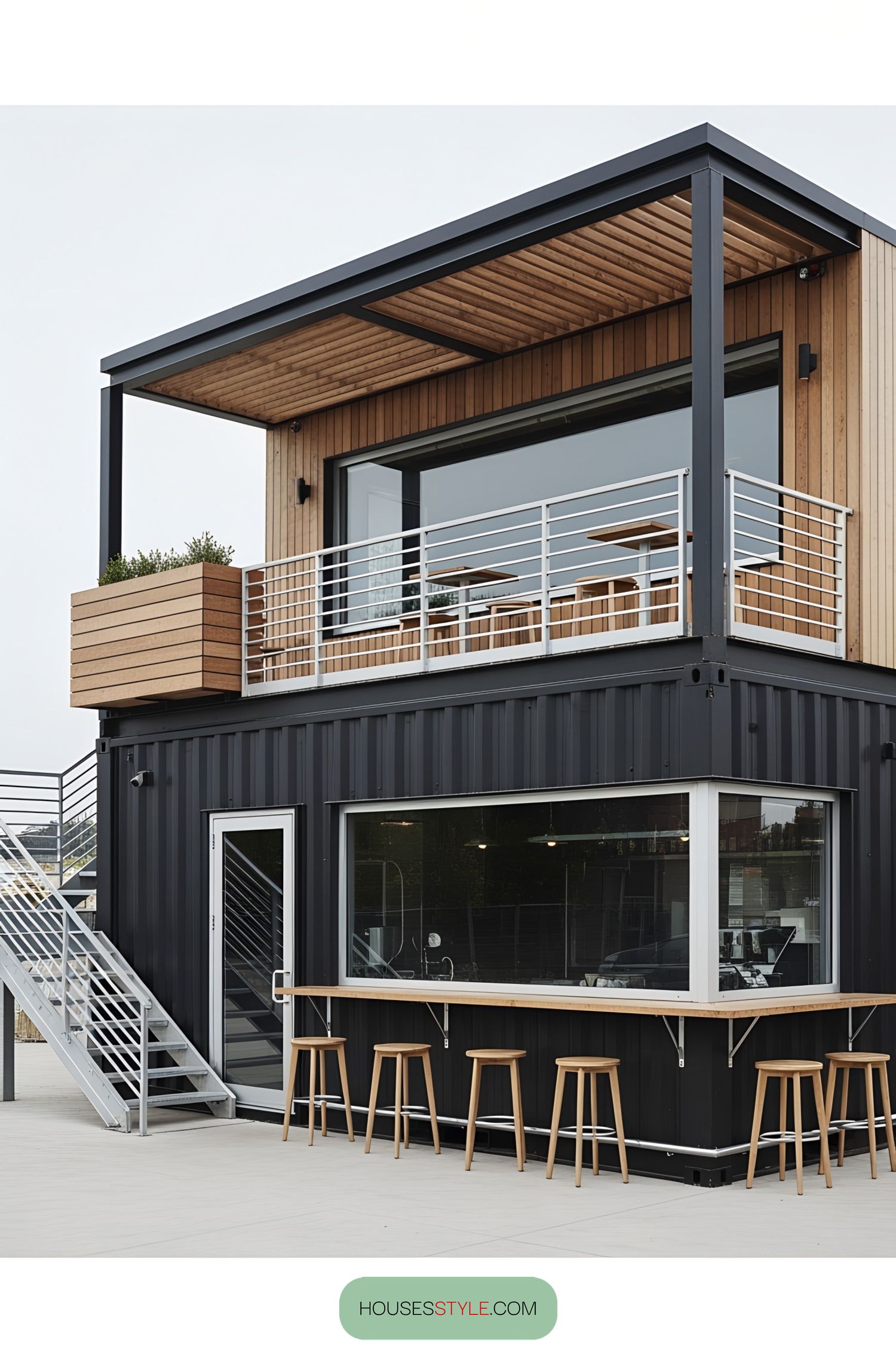 Chic container bar with outdoor seating and sleek design