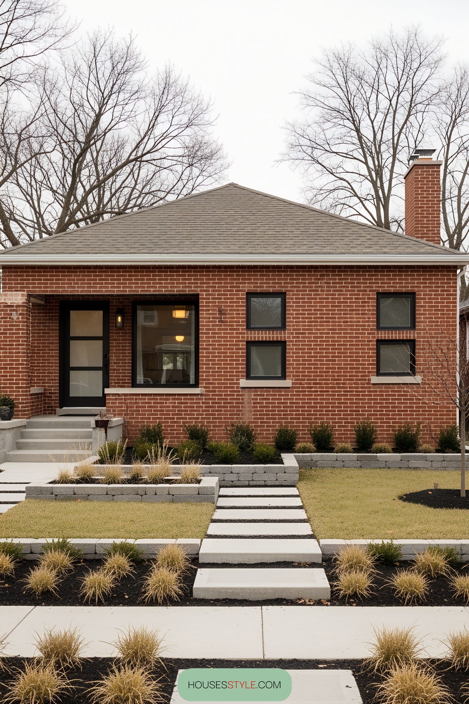 Brick bungalow with a neat front yard