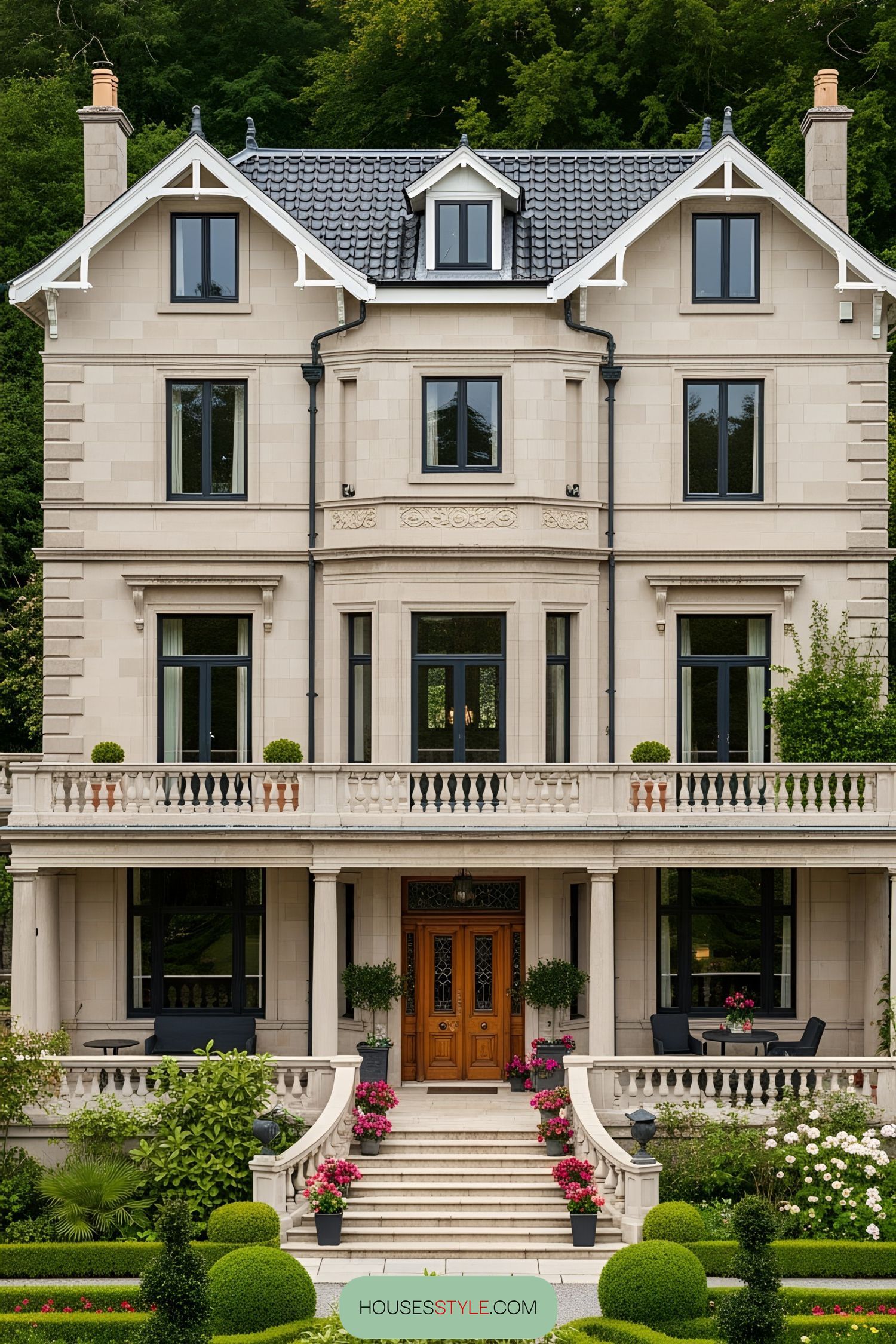 Elegant Victorian-style villa with lush garden