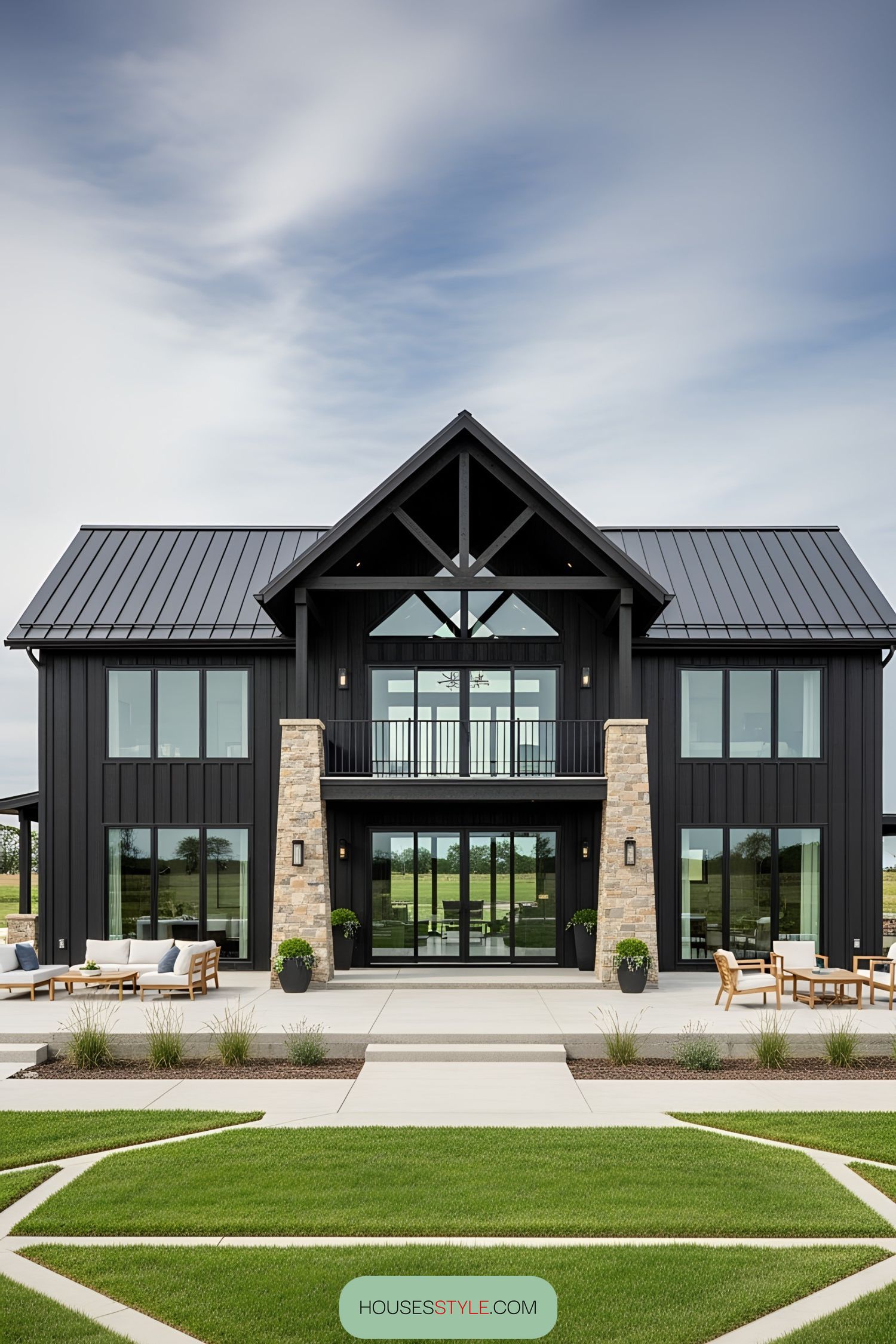 Black barn house with a contemporary design