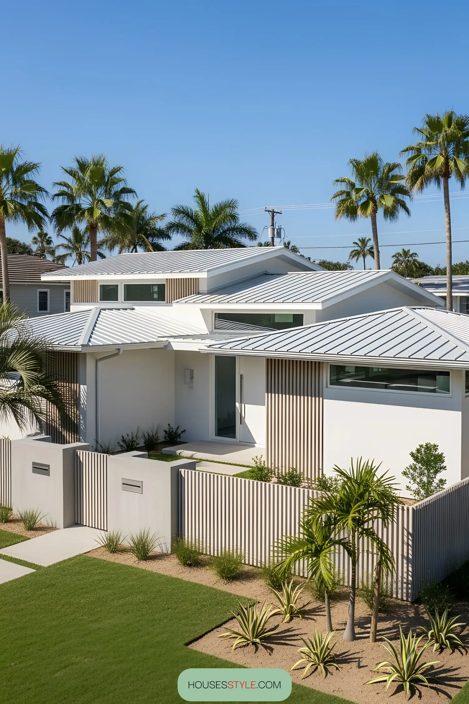 Contemporary house with palm trees and sleek design