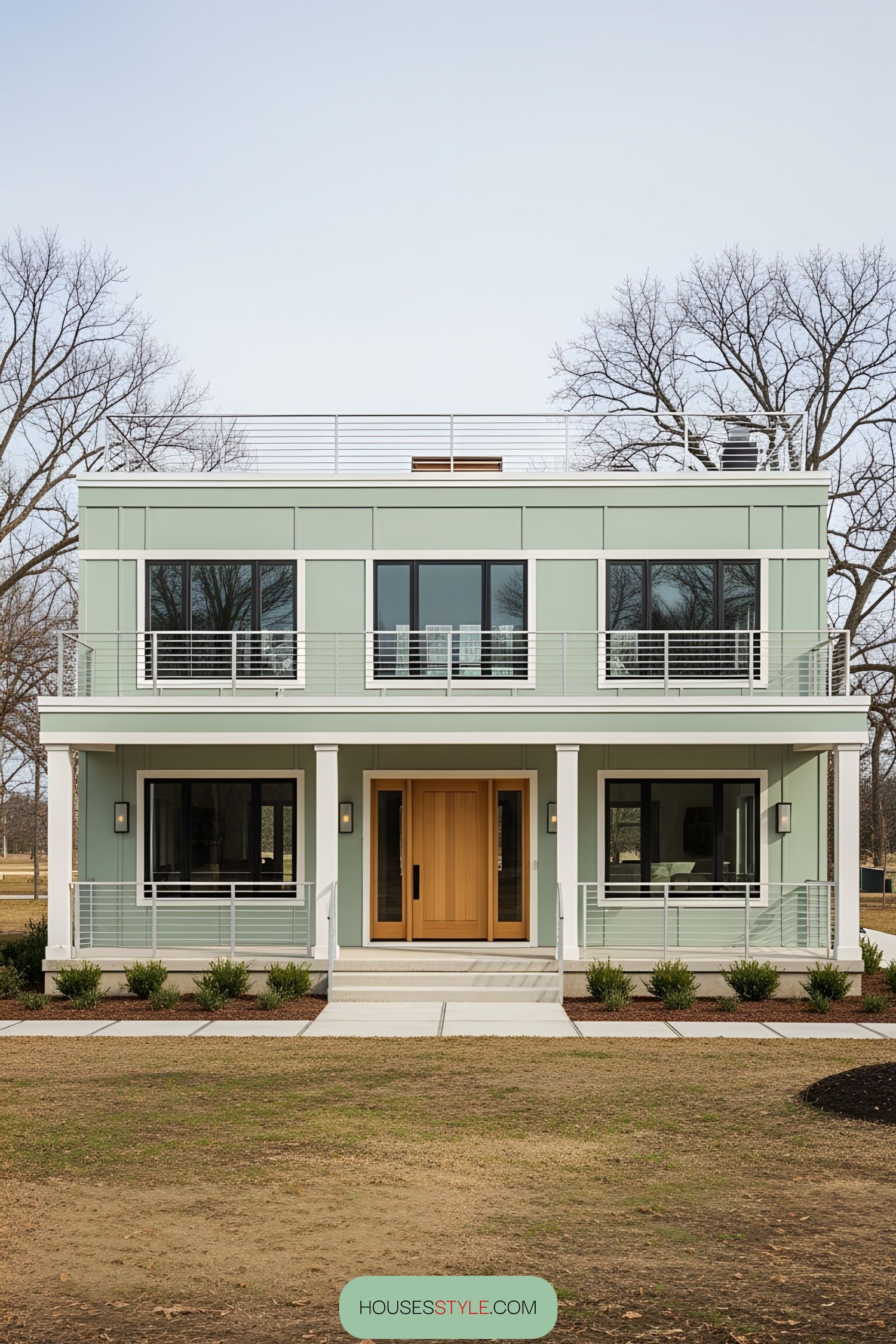 Modern bungalow with rooftop deck and large windows