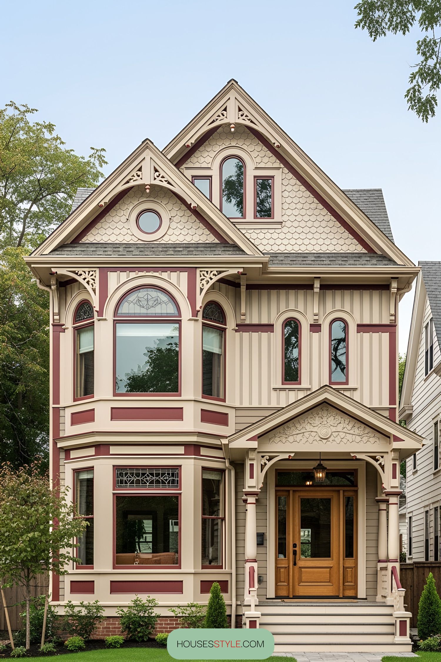 Small Victorian house with ornate details and a welcoming front porch