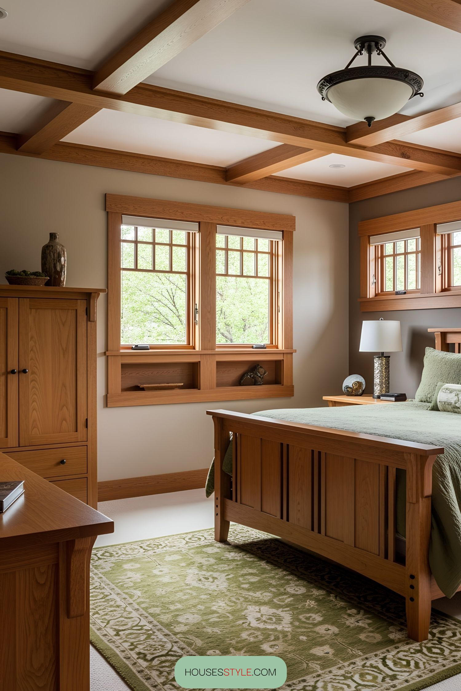 Cozy bedroom with Craftsman-style decor