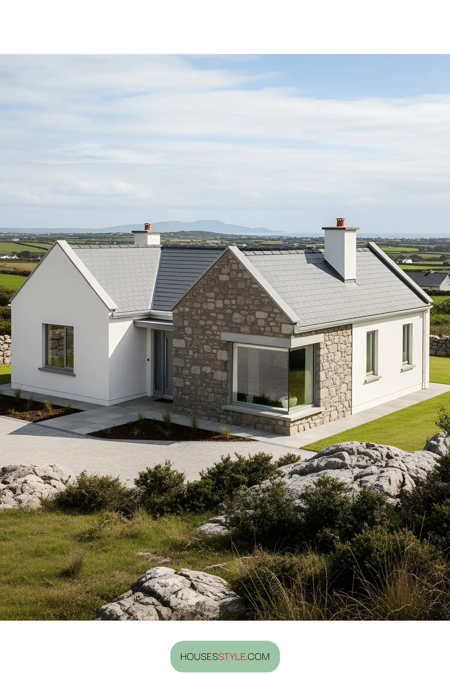 Charming stone-sided bungalow set in lush greenery