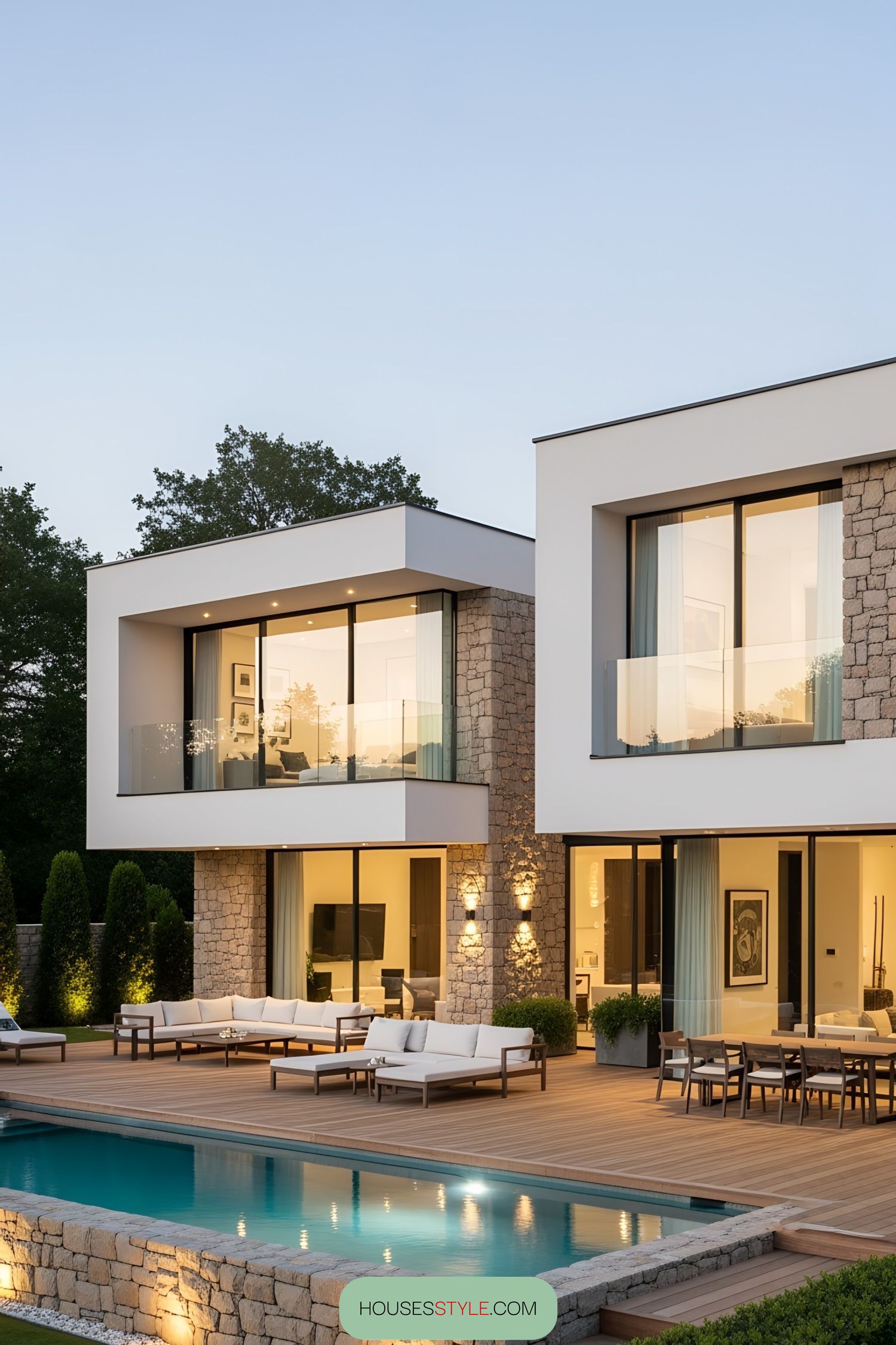 Luxury villa with modern design and poolside patio
