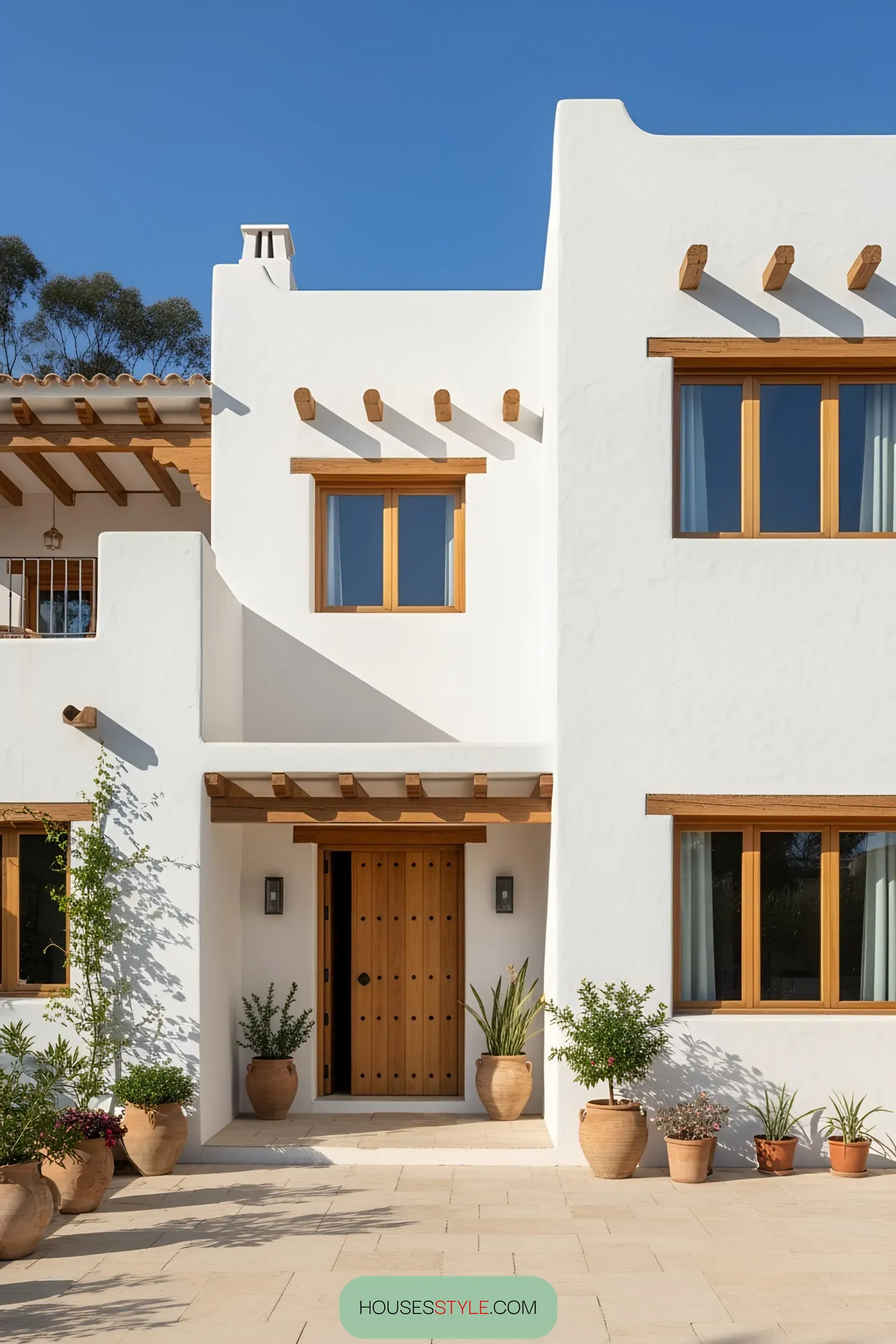 Mediterranean-style house with wooden accents