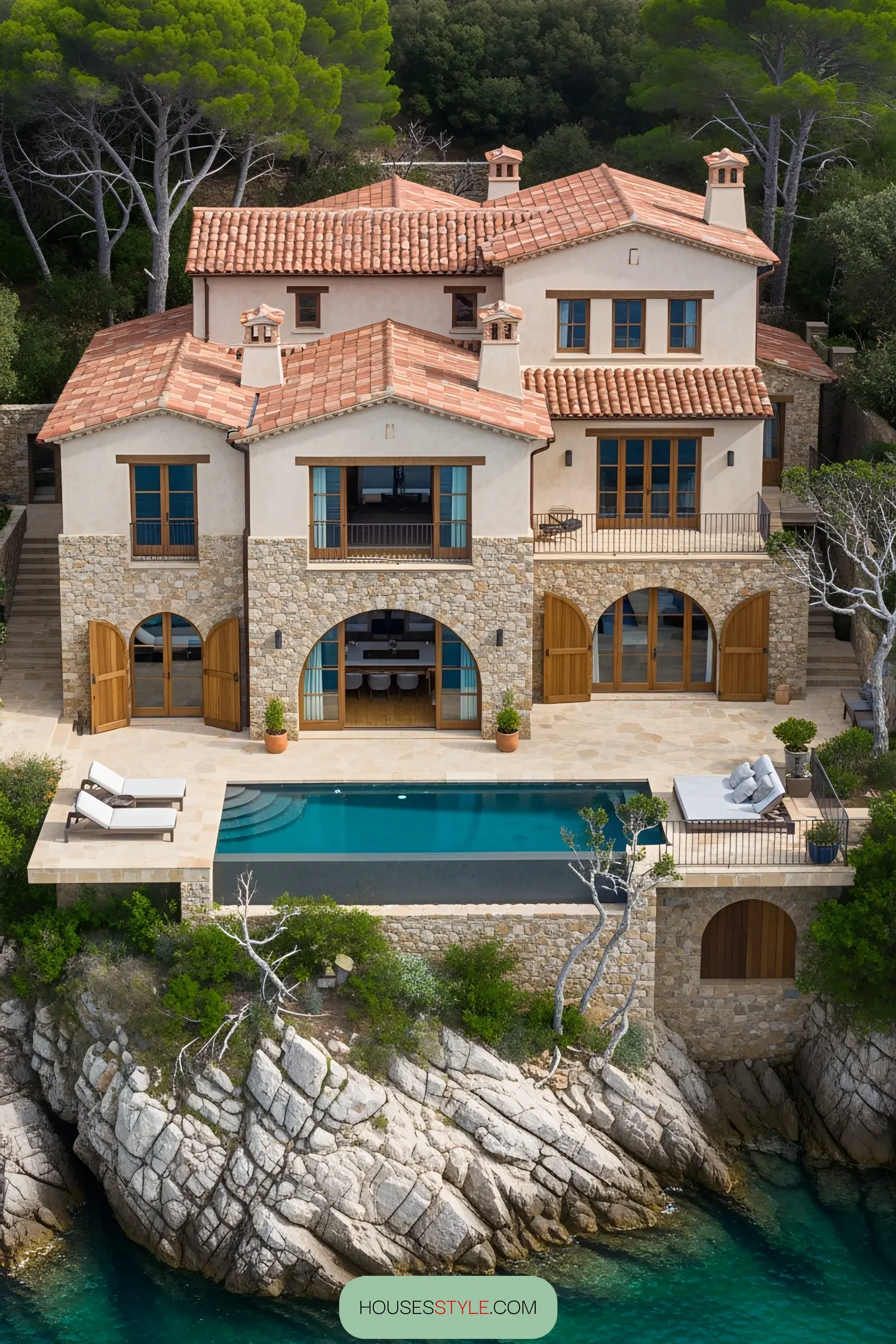 Elegant coastal house with a pool overlooking the sea