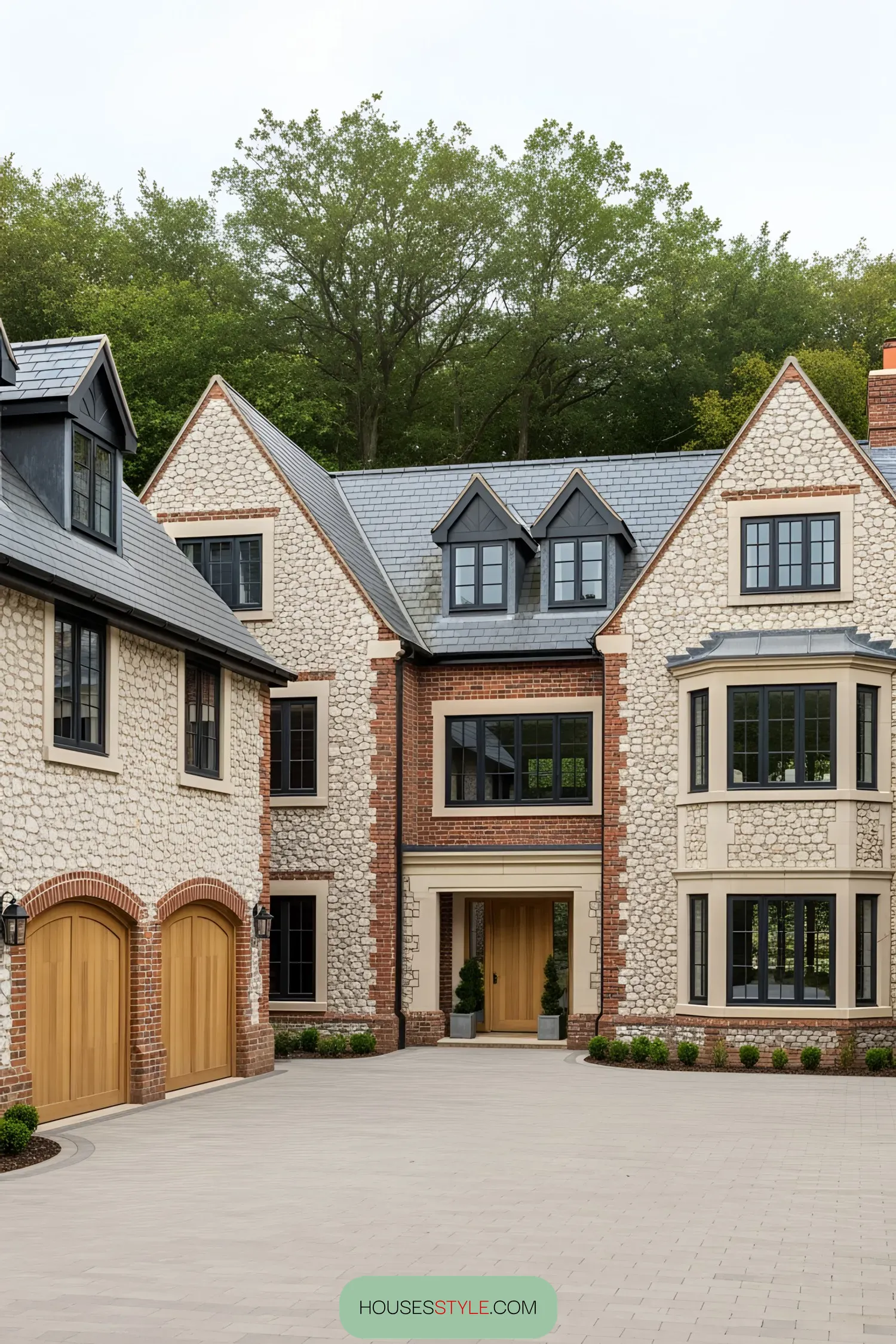 Brick and stone manor with classic and modern elements