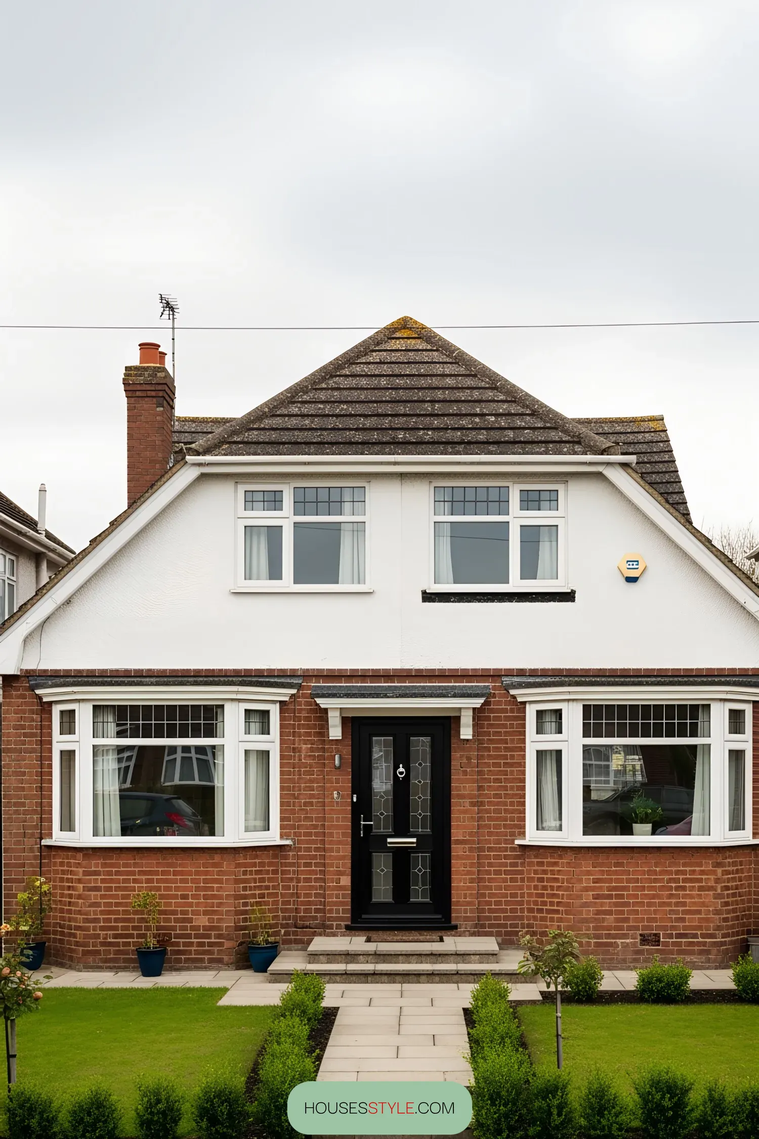 Classic brick bungalow with white accents