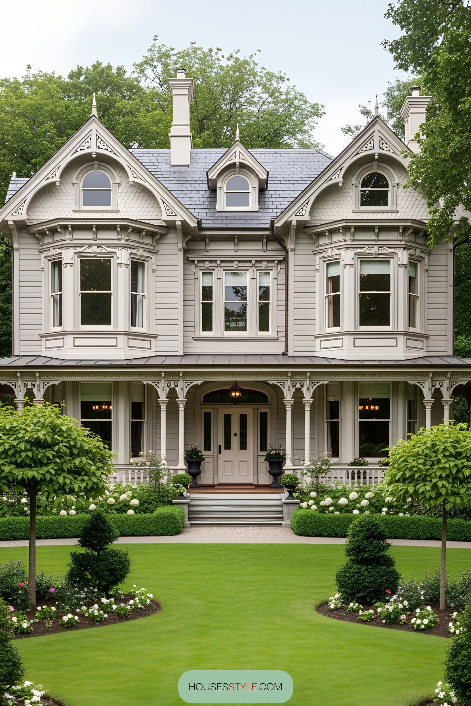 Ornate Victorian villa with lush garden