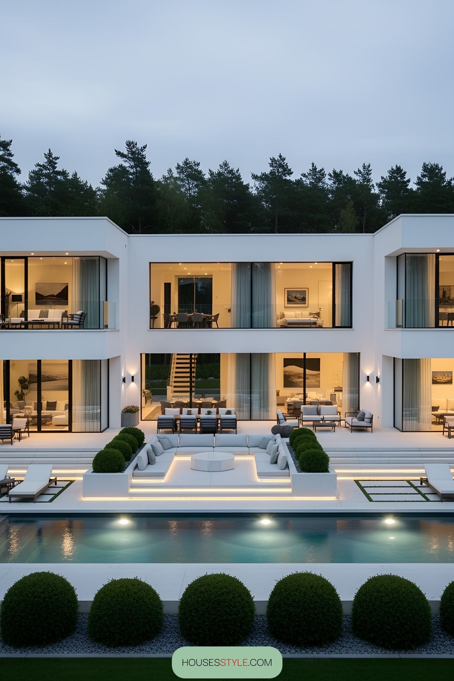 Luxury villa with modern architecture and pool