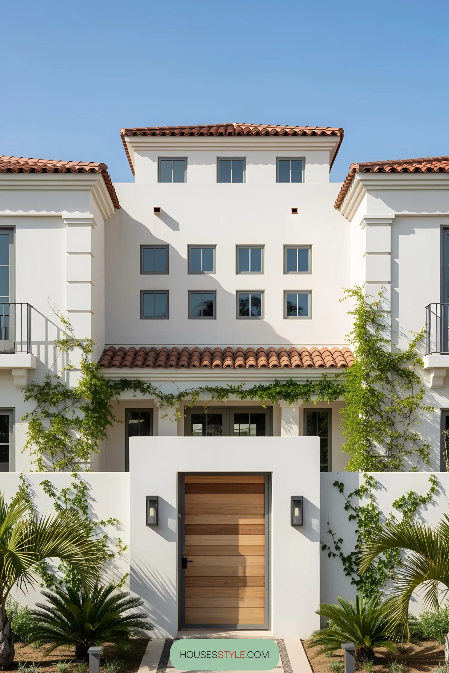 White coastal house with terracotta roof