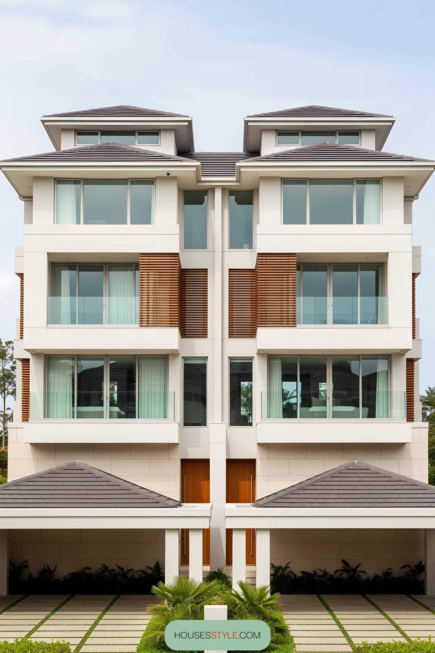 Elegant modern duplex with symmetrical design
