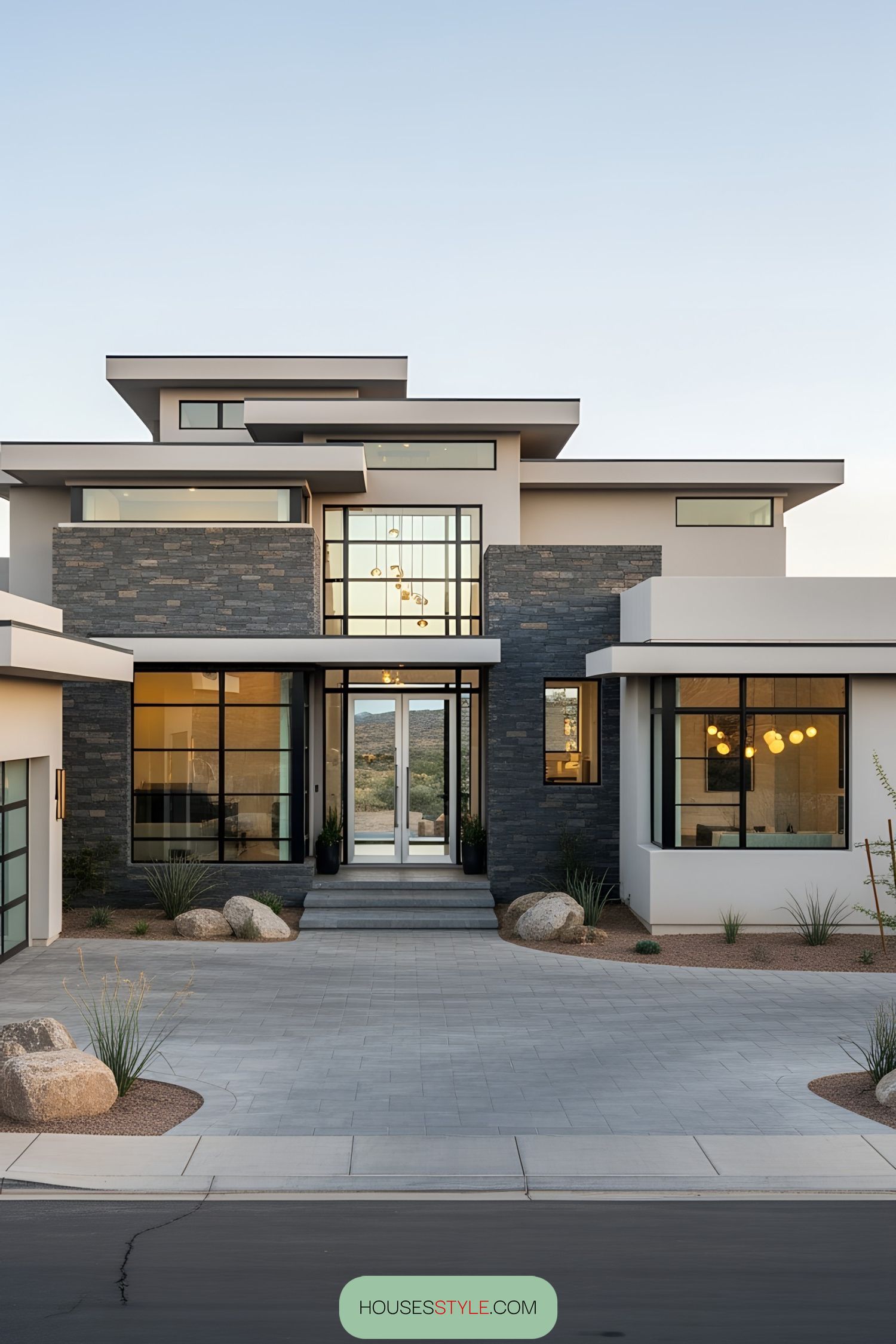 Contemporary house with sleek design and large windows