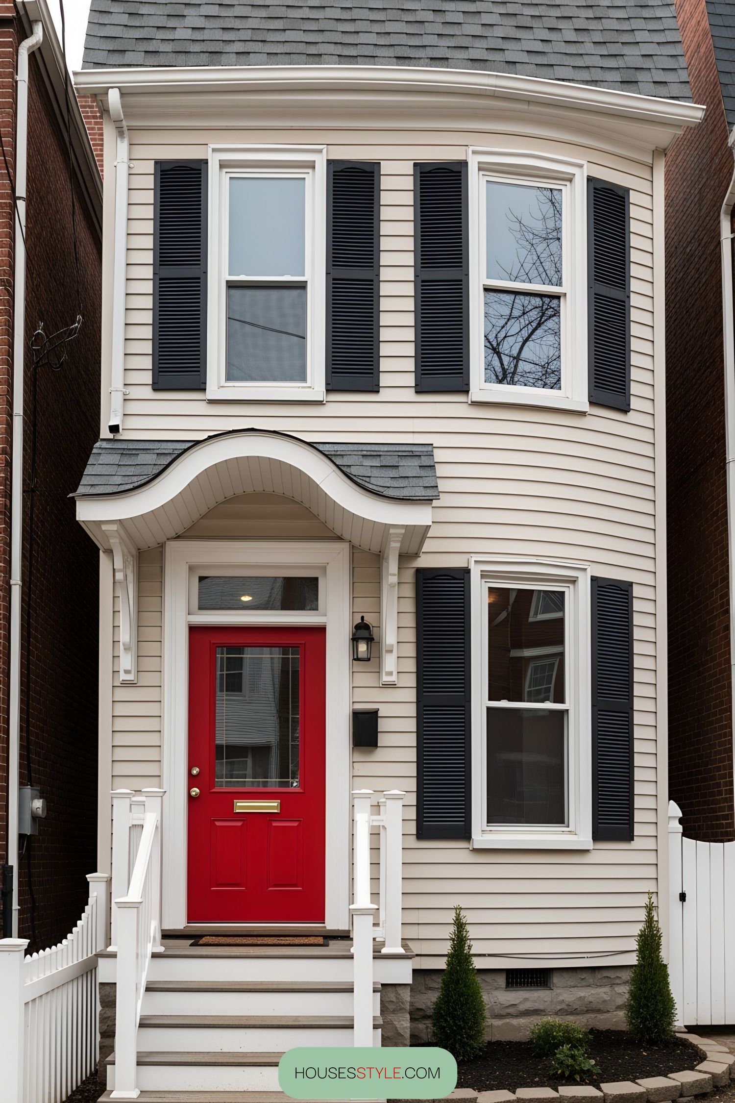 Quaint Victorian tiny house with bold red door