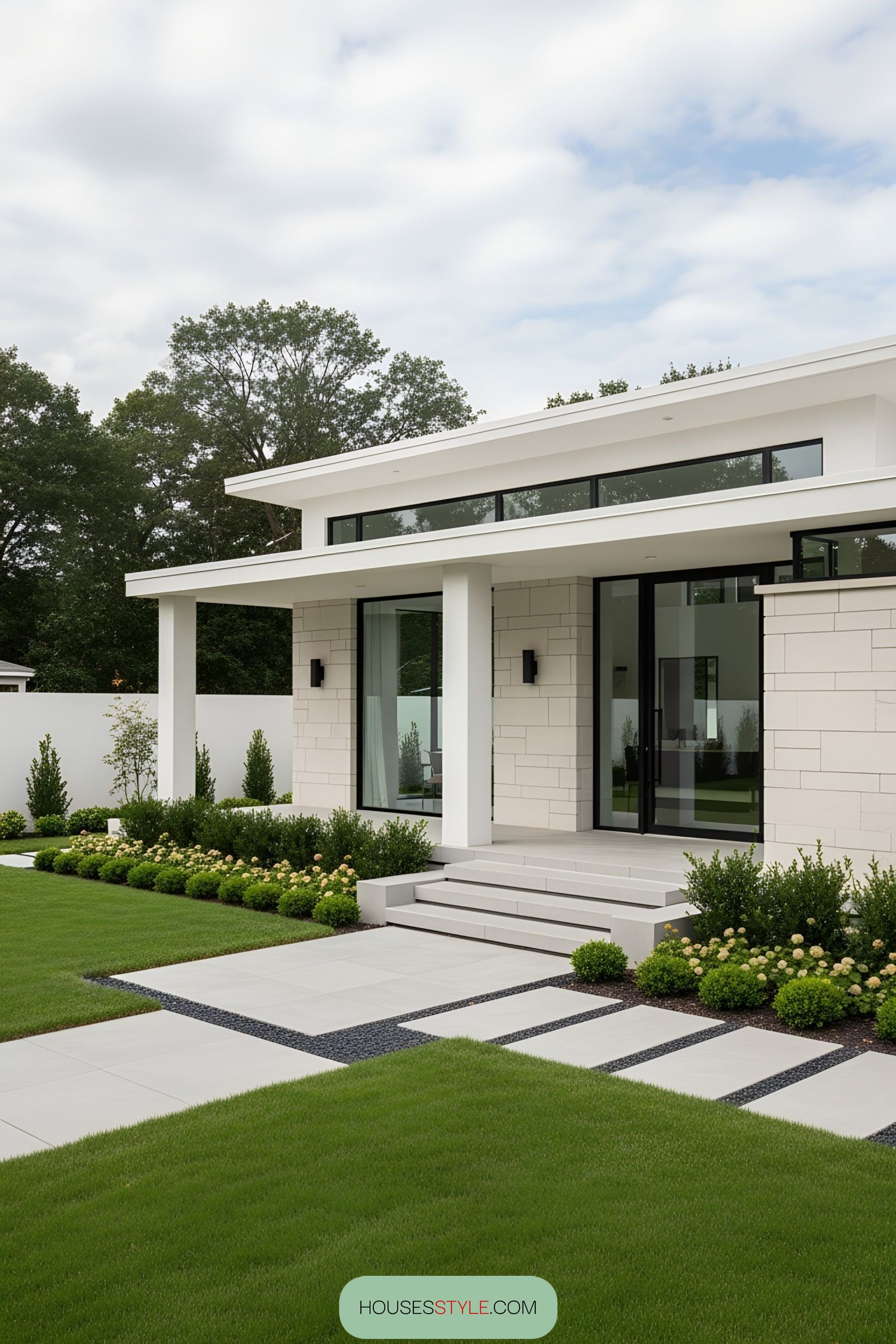 Minimalist bungalow with lush garden and sleek design