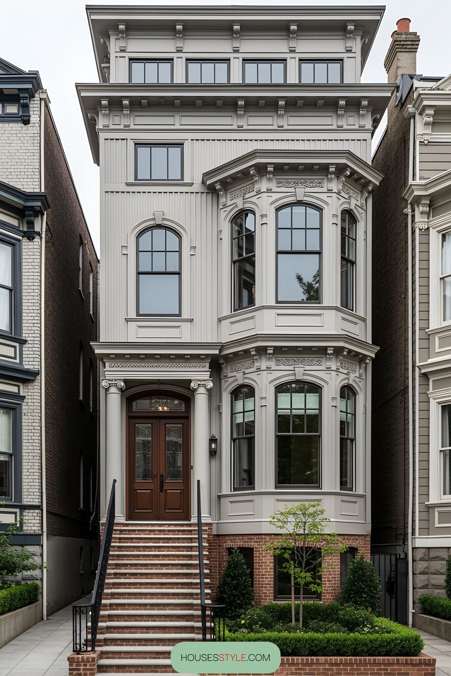 Victorian house with a grand entrance and bay windows