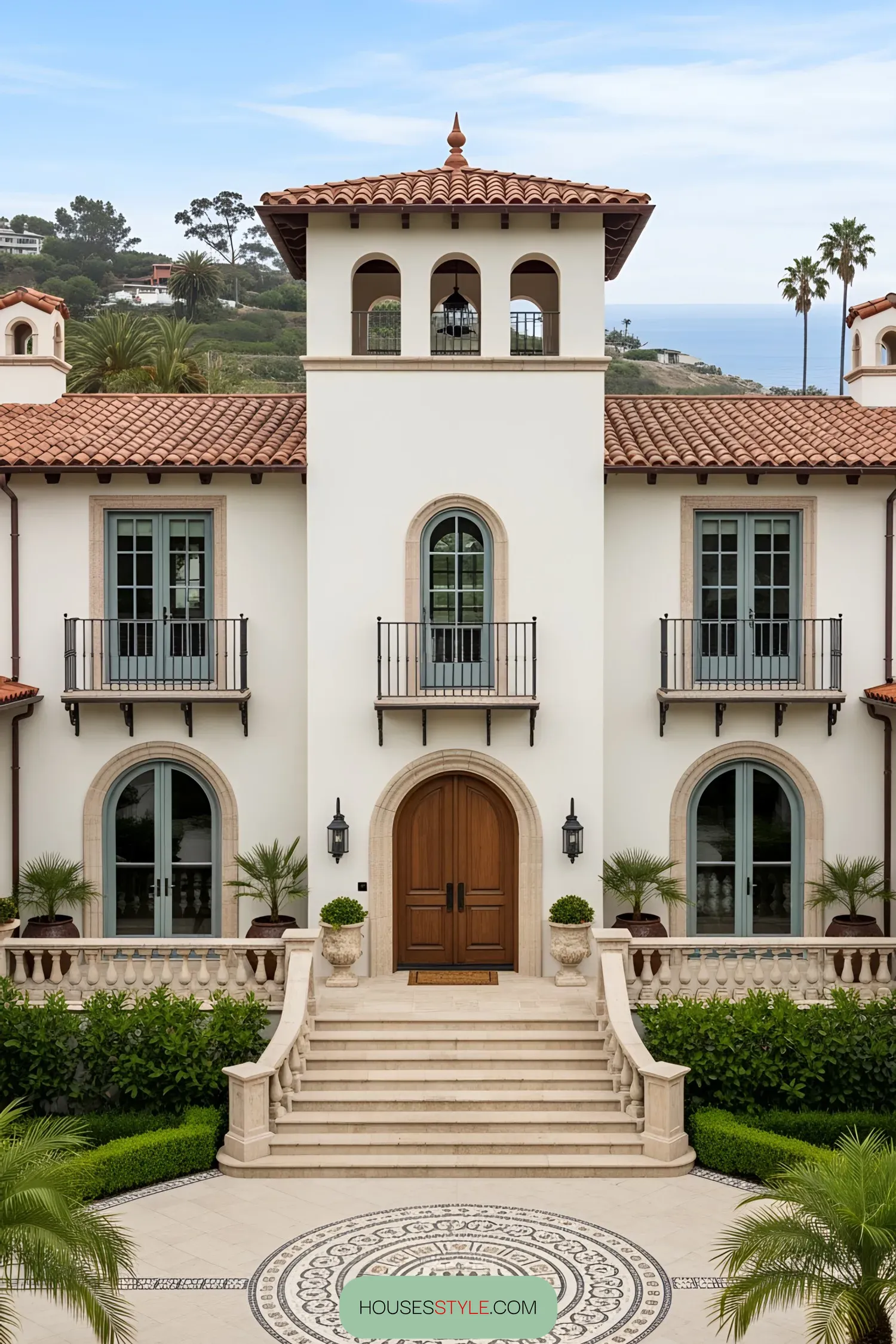 Majestic Mediterranean-style house with a garden