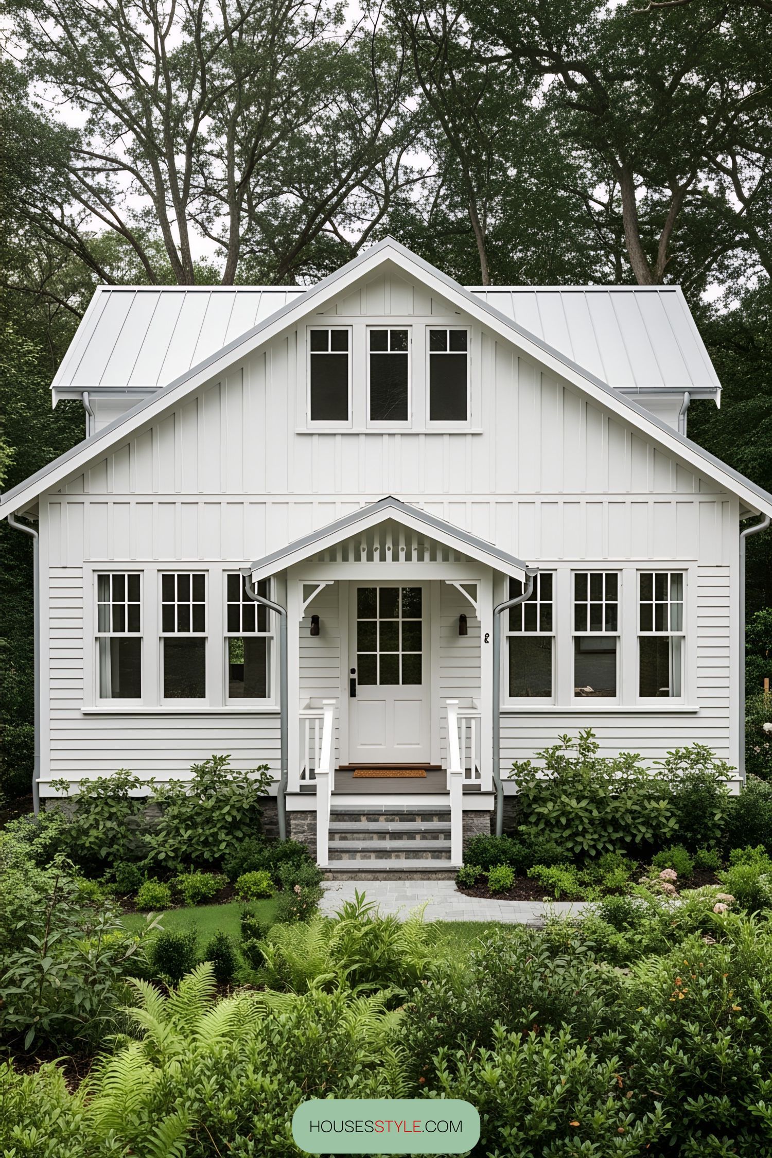 Charming white bungalow with verdant garden