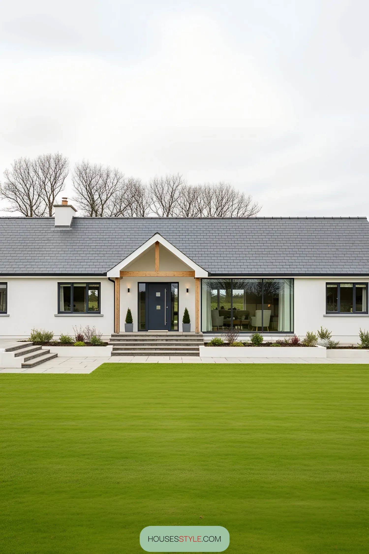 Charming Irish bungalow with slate roof and manicured lawn