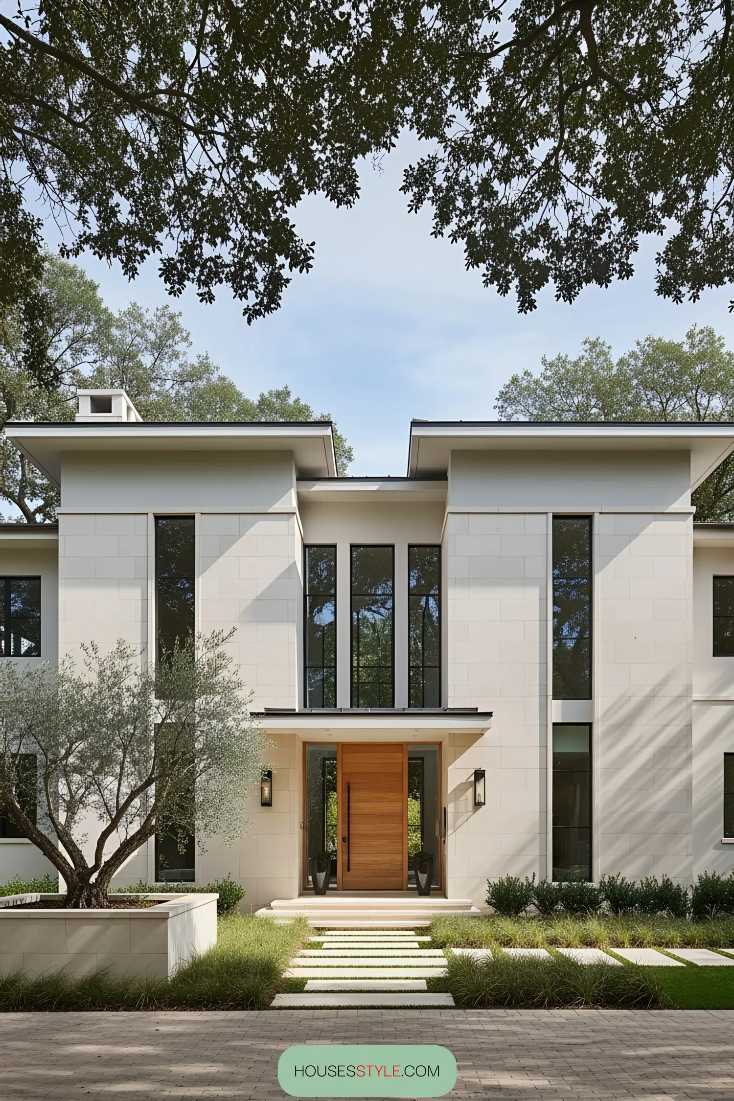 Modern Tuscan villa with sleek lines and trees